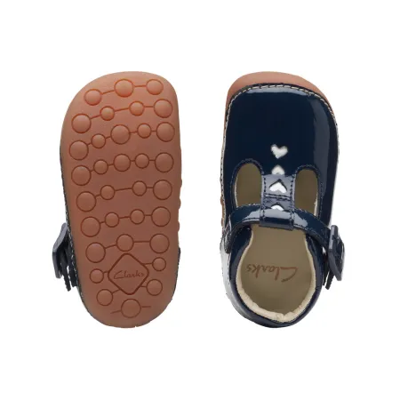UK 2.5 Navy Patent Tiny Beat T Bar