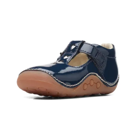 UK 2.5 Navy Patent Tiny Beat T Bar