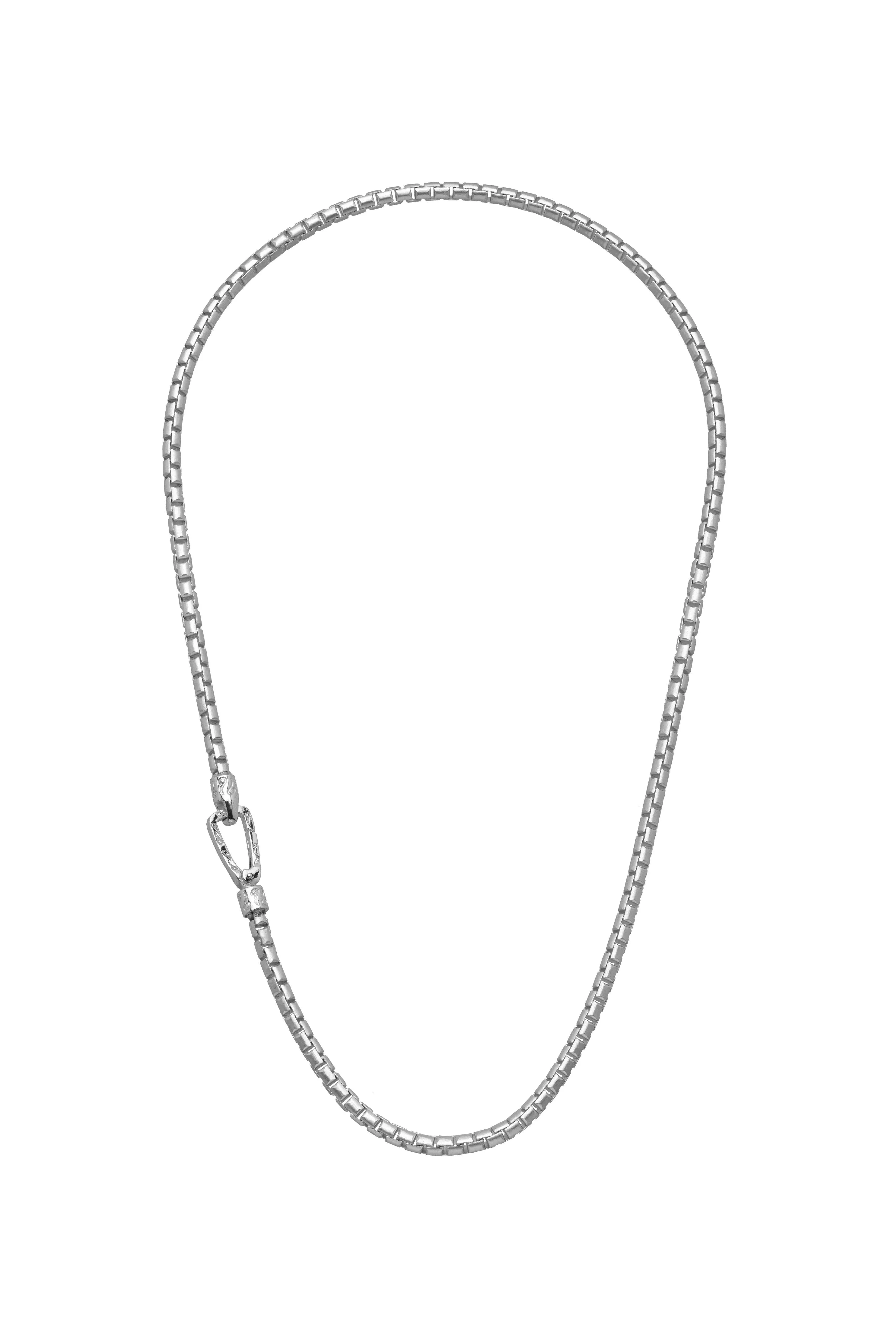 Ulysses Carved Tubular White Polished Silver Necklace