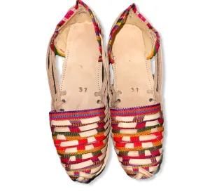 US 6.5/7- Handmade Colorful Leather Huarachas- Huarachas de Multicolores Elaboradas a mano