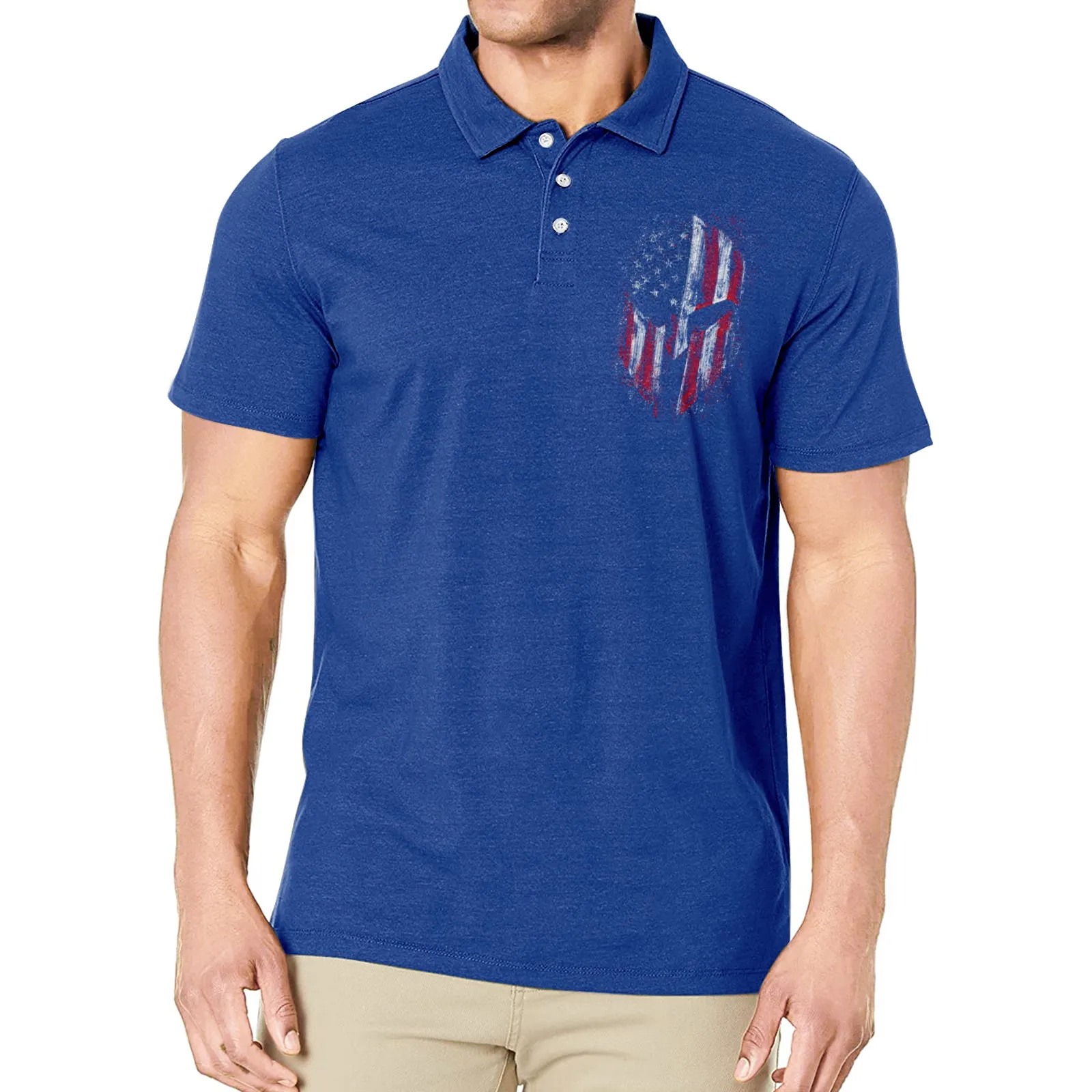 USA FLAG SPARTAN GRAPHIC POLO SHIRT