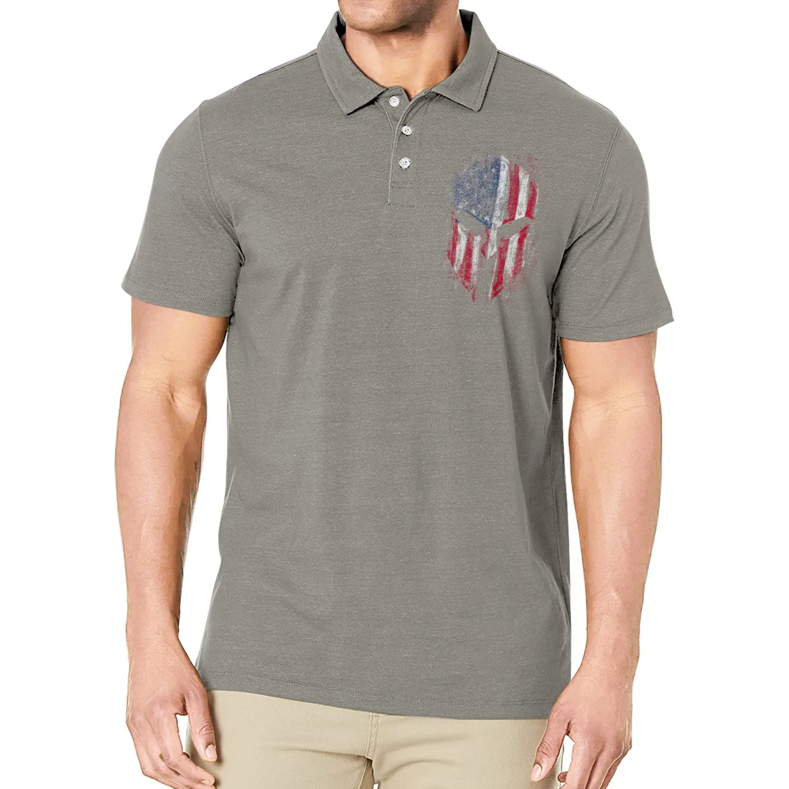 USA FLAG SPARTAN GRAPHIC POLO SHIRT