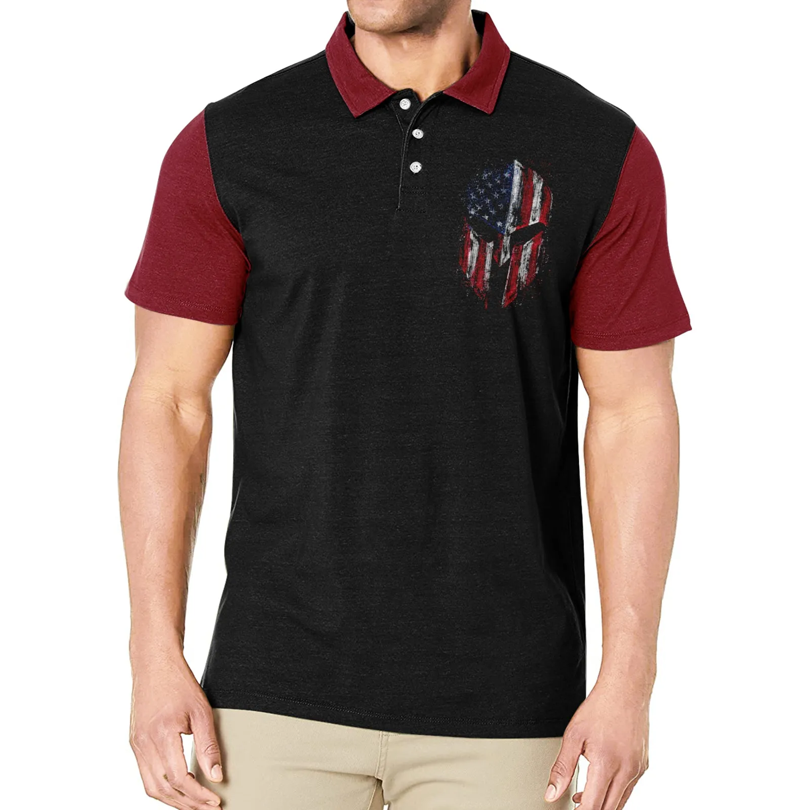 USA FLAG SPARTAN GRAPHIC POLO SHIRT