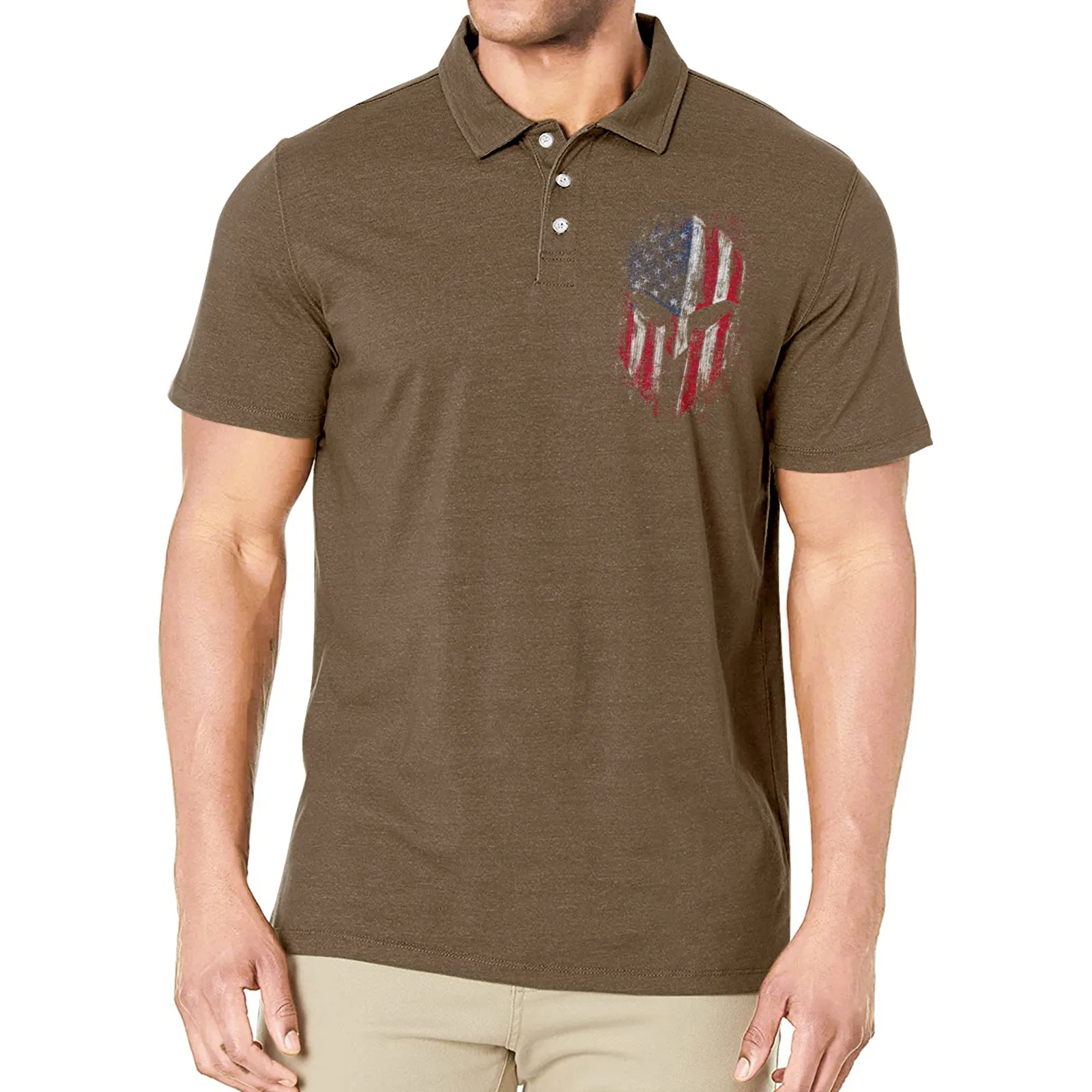 USA FLAG SPARTAN GRAPHIC POLO SHIRT