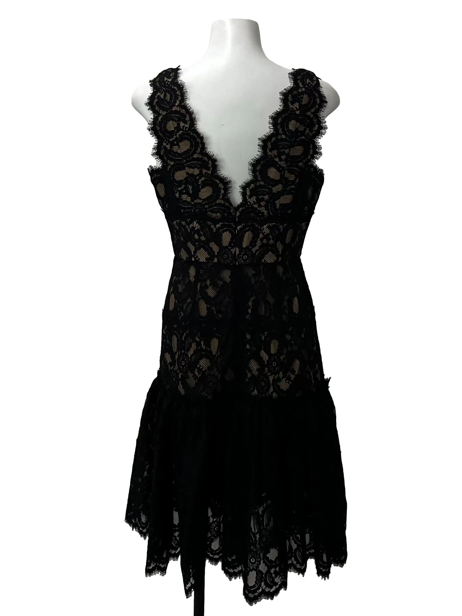 V-Neck Lace Flare Out Dress