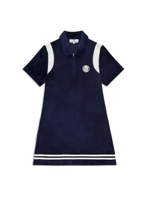 Veneto Velour Polo Mini Dress- Maritime Blue
