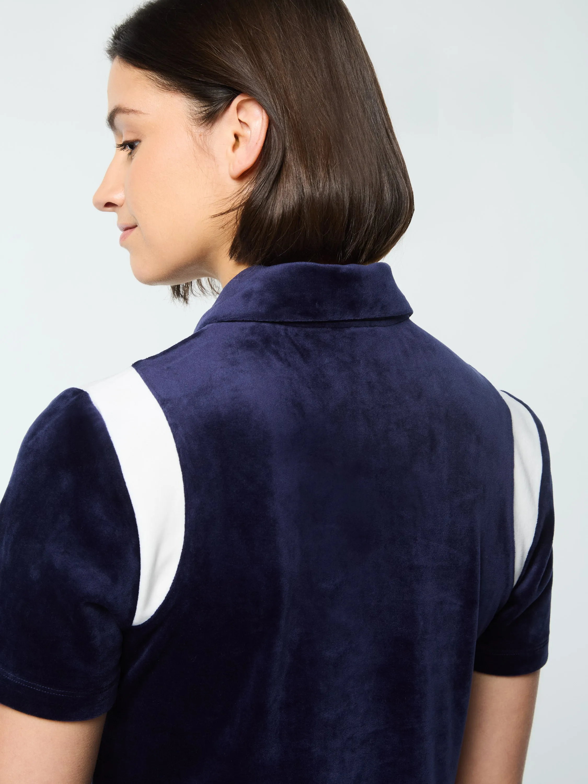 Veneto Velour Polo Mini Dress- Maritime Blue