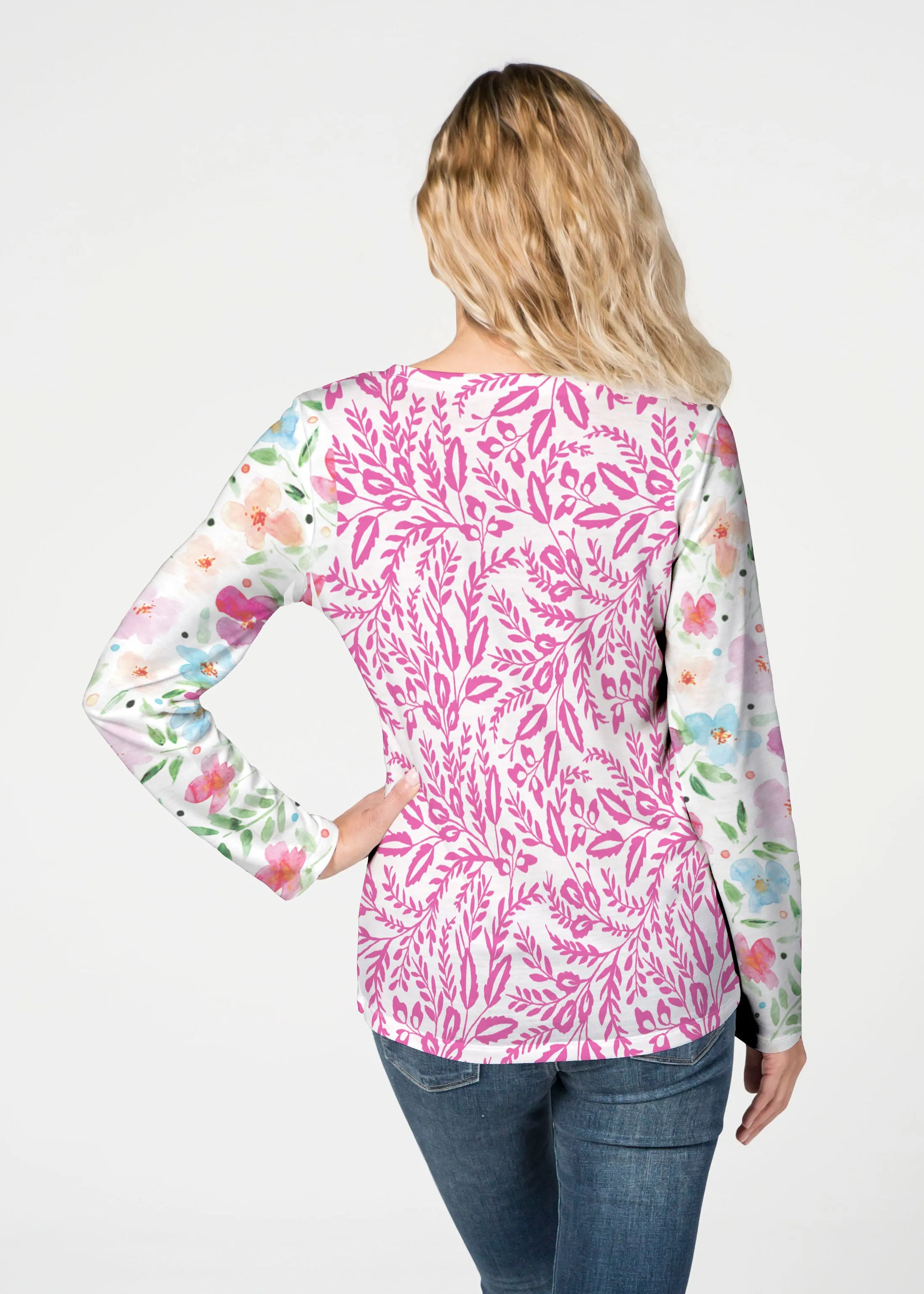 Vibrant Meadow (8026) ~ French Terry V-neck Top