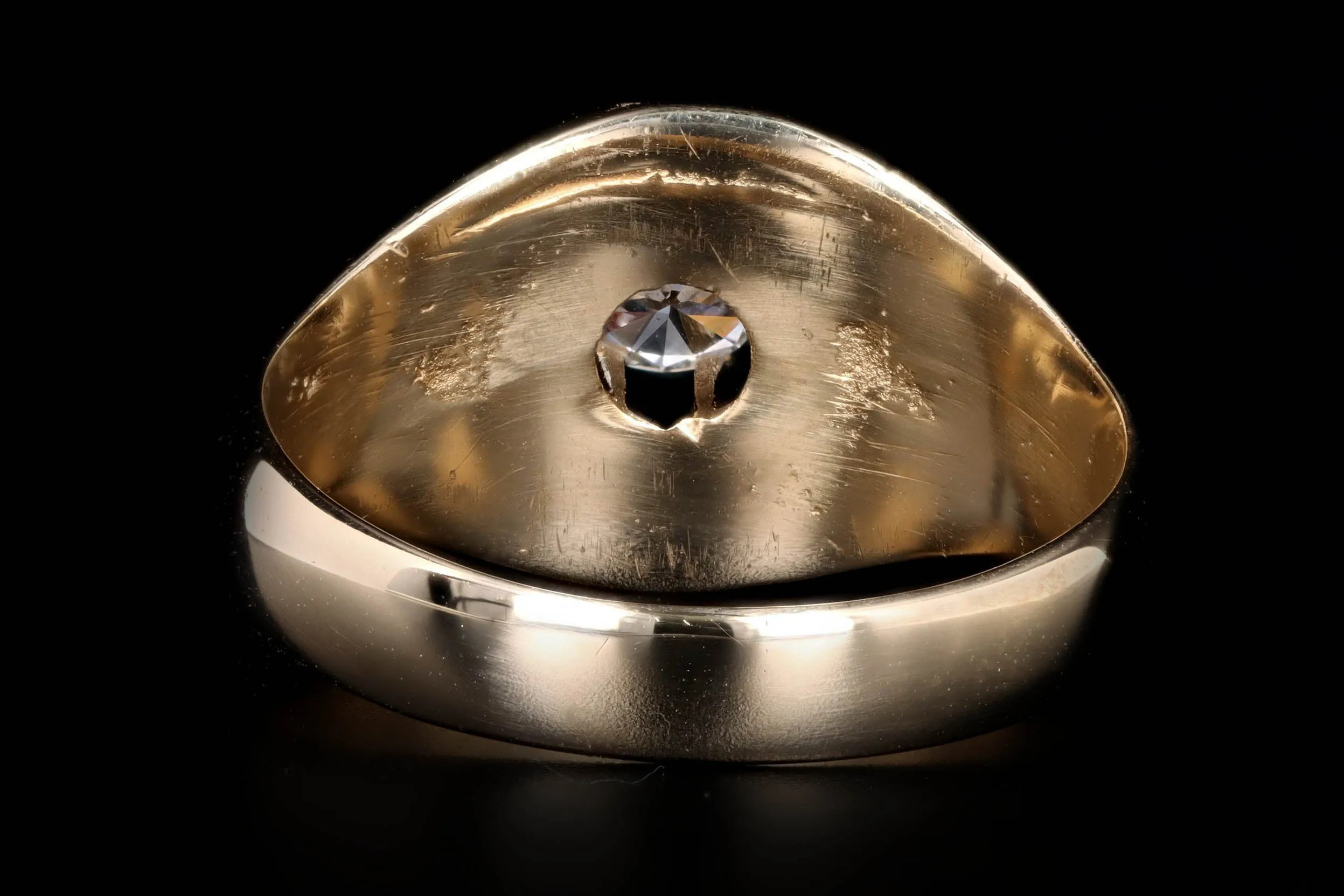 Vintage 14K Yellow Gold 0.50 Carat Round Brilliant Diamond Belcher Buttercup Setting Ring