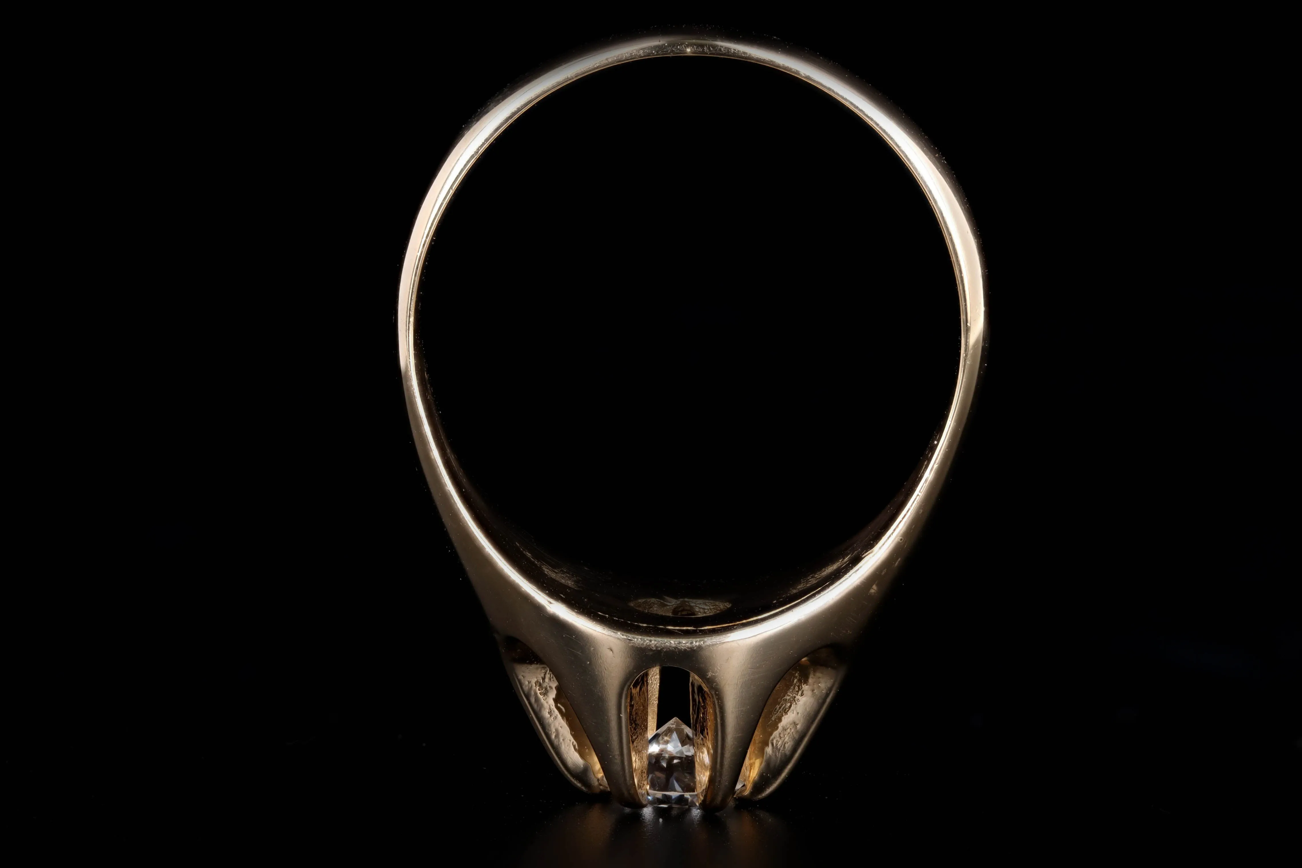 Vintage 14K Yellow Gold 0.50 Carat Round Brilliant Diamond Belcher Buttercup Setting Ring