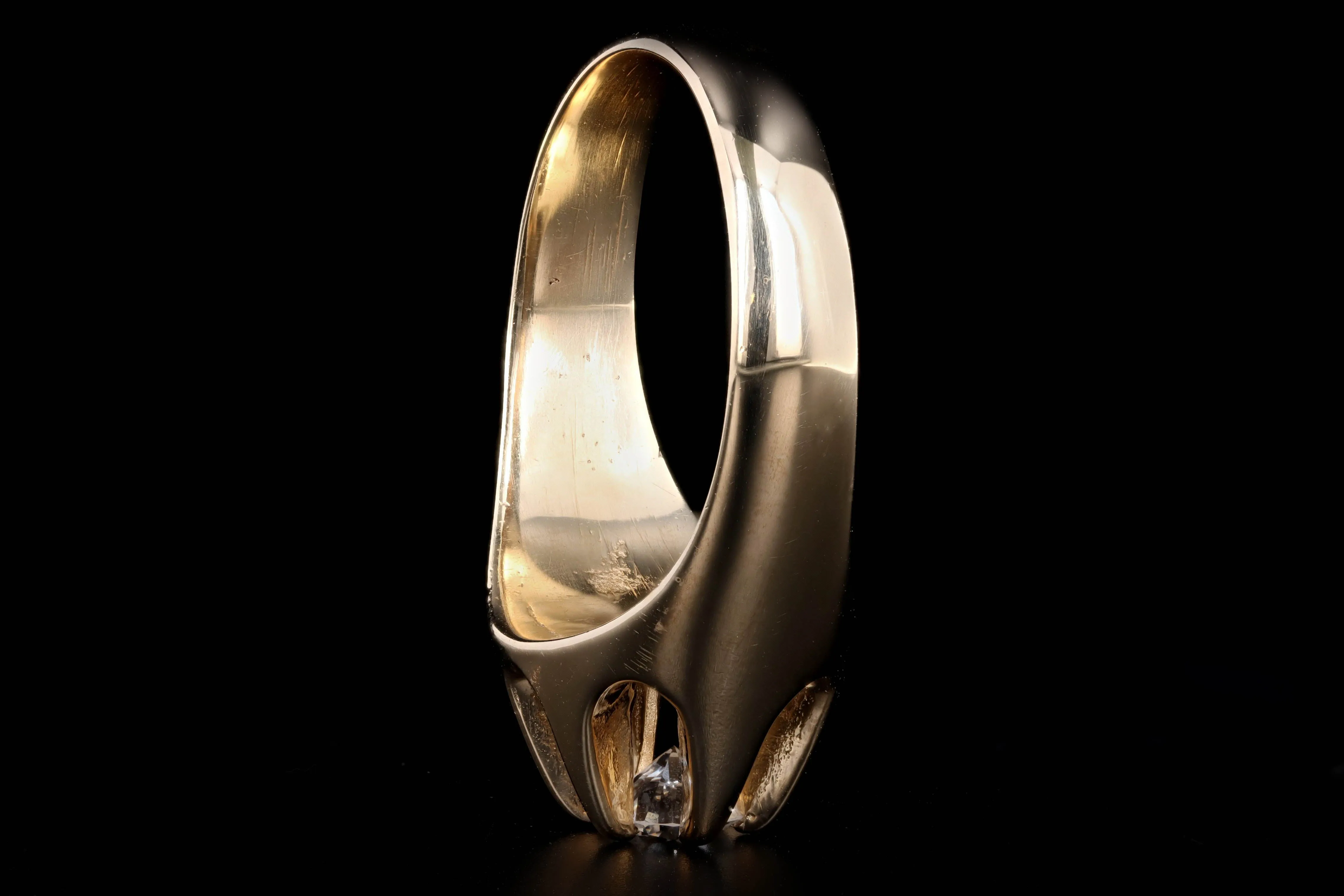 Vintage 14K Yellow Gold 0.50 Carat Round Brilliant Diamond Belcher Buttercup Setting Ring