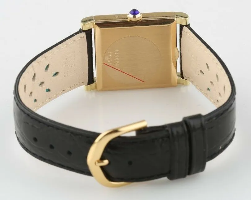 Vintage 18k Yellow Gold Baume & Mercier Hand-Winding Watch w/ Black Leather Band