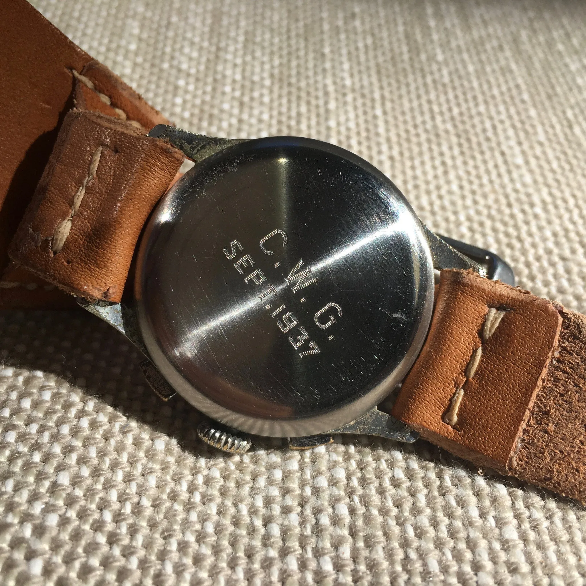 Vintage Abercrombie & Fitch Silver Dial Chromium Steel Chronograph 1930's Wristwatch