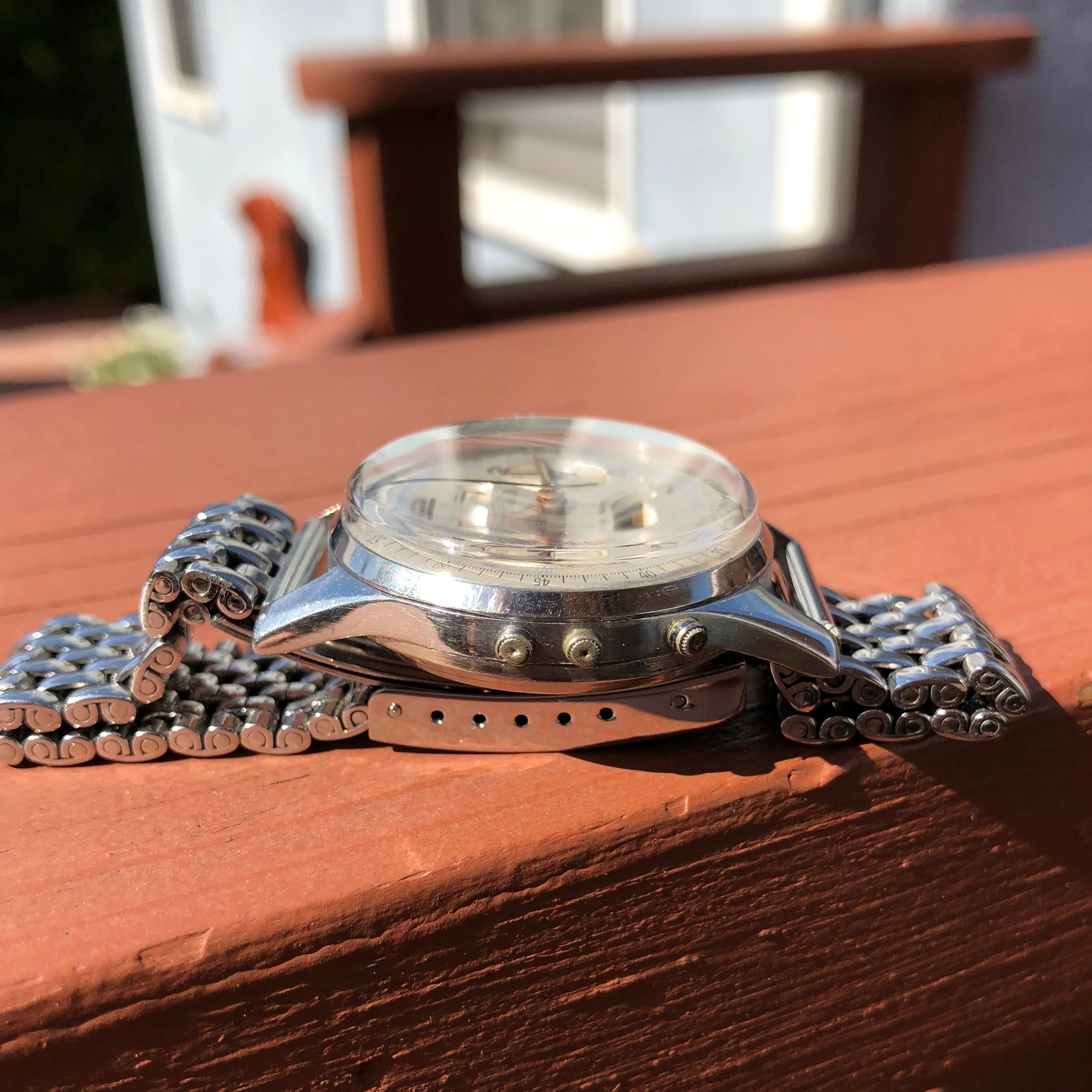Vintage Angelus Chrono-Datoluxe Moonphase Day Date Chronograph Wristwatch
