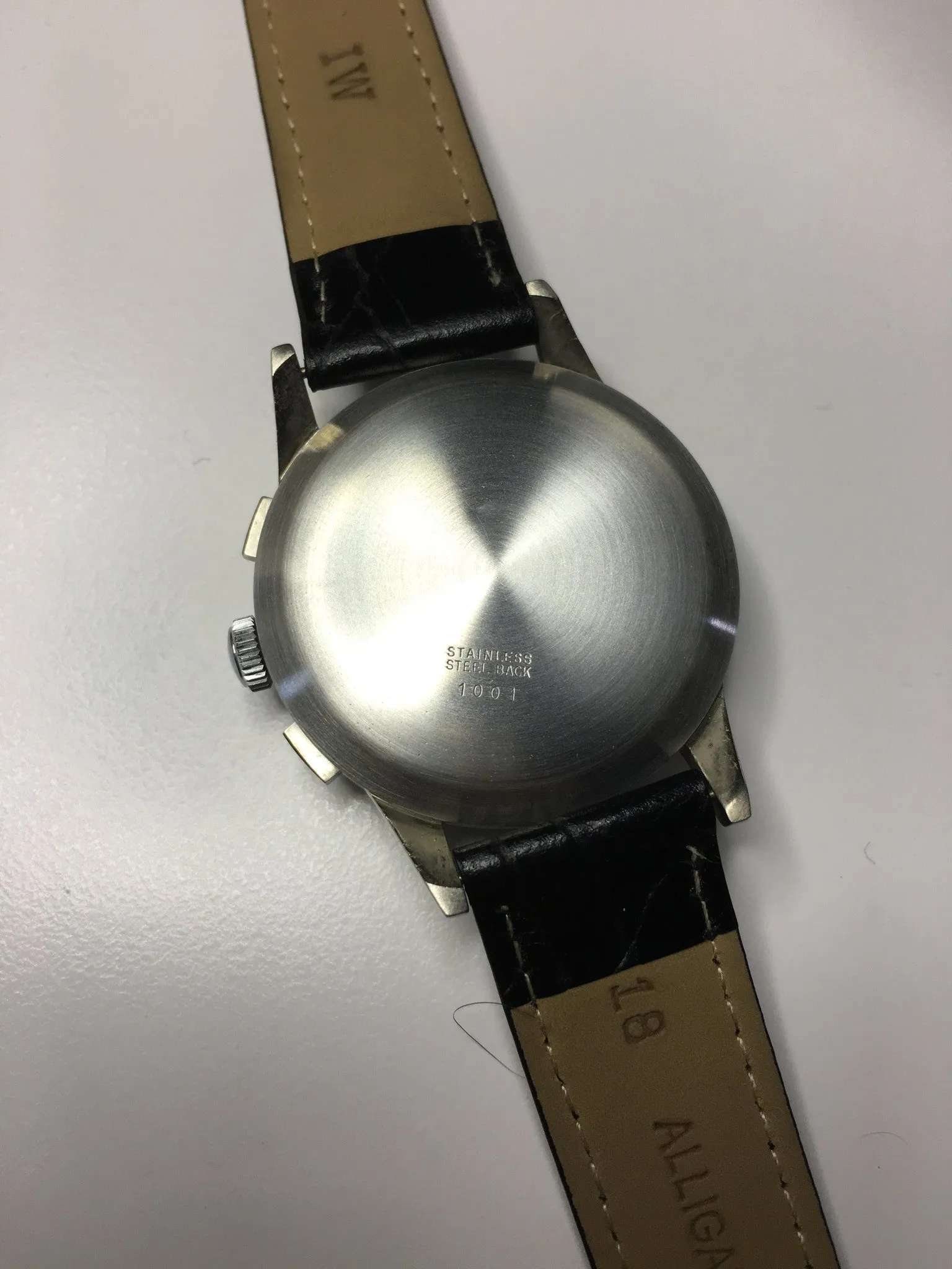 Vintage Angelus Steel Chronograph Pulsations Oversized Manual Wind Watch