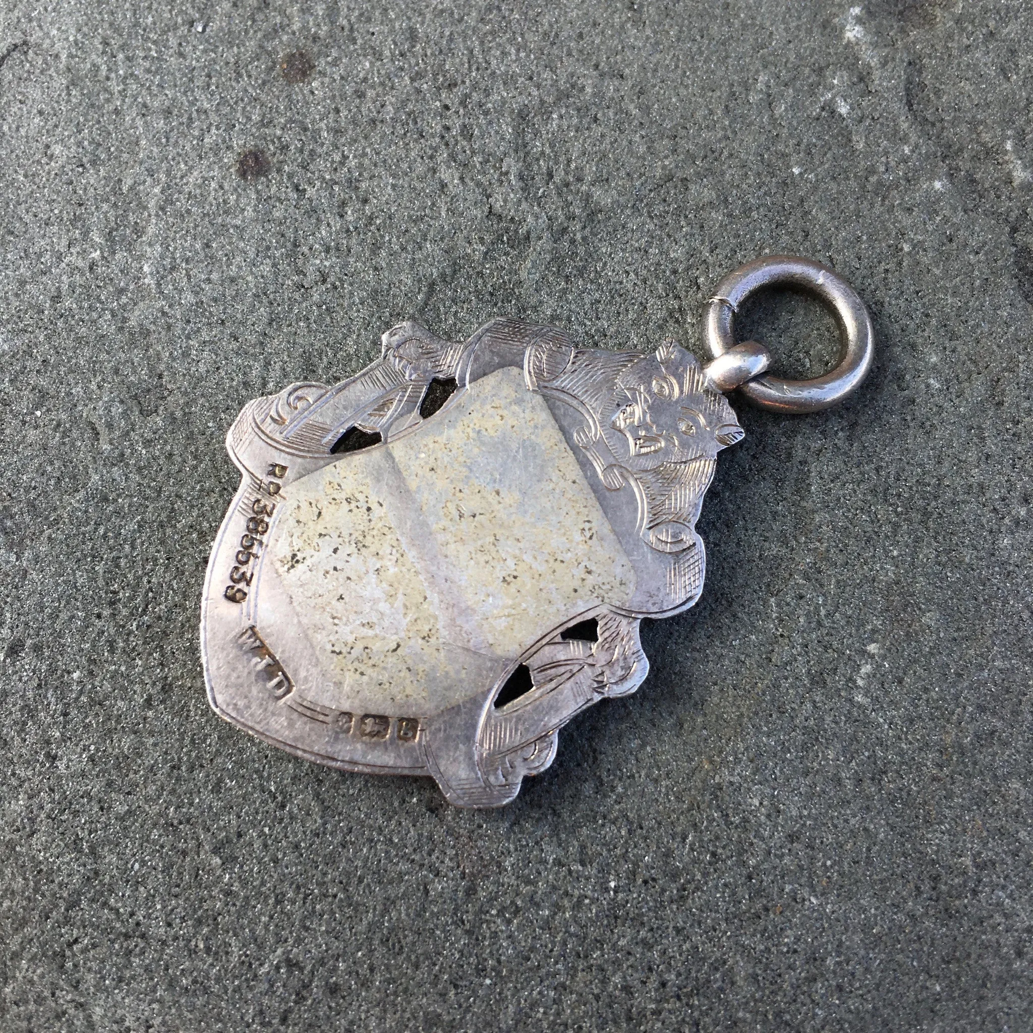 Vintage Antique Sterling Silver English Hunting Pendant Circa Early 1900's