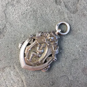 Vintage Antique Sterling Silver English Hunting Pendant Circa Early 1900's