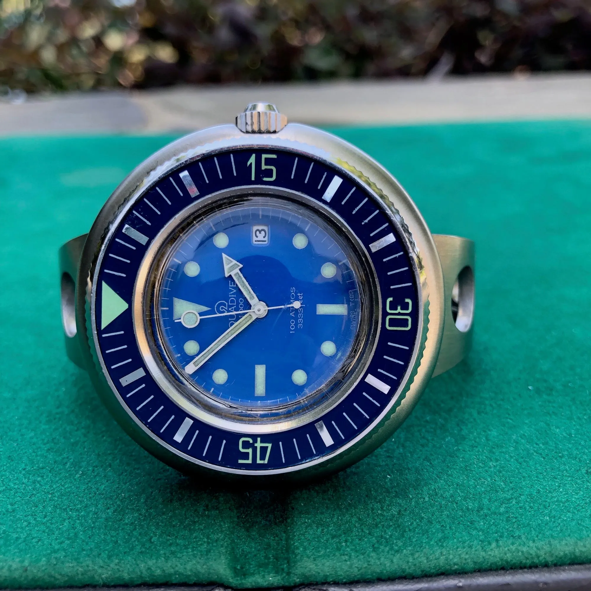 Vintage Aquadive 1000 Blue Stainless Steel Automatic Diving Wristwatch Circa 1960s