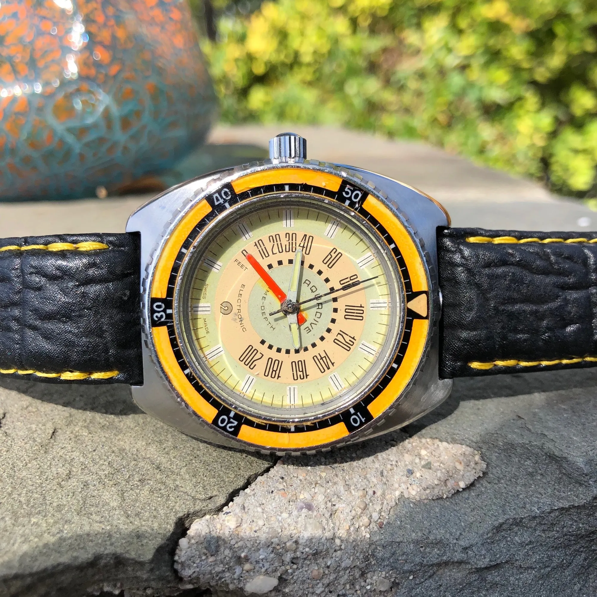 Vintage Aquadive Combination Electronic Depth Gauge Stainless Steel Wristwatch