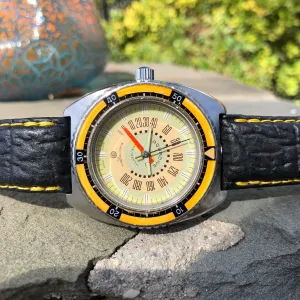 Vintage Aquadive Combination Electronic Depth Gauge Stainless Steel Wristwatch