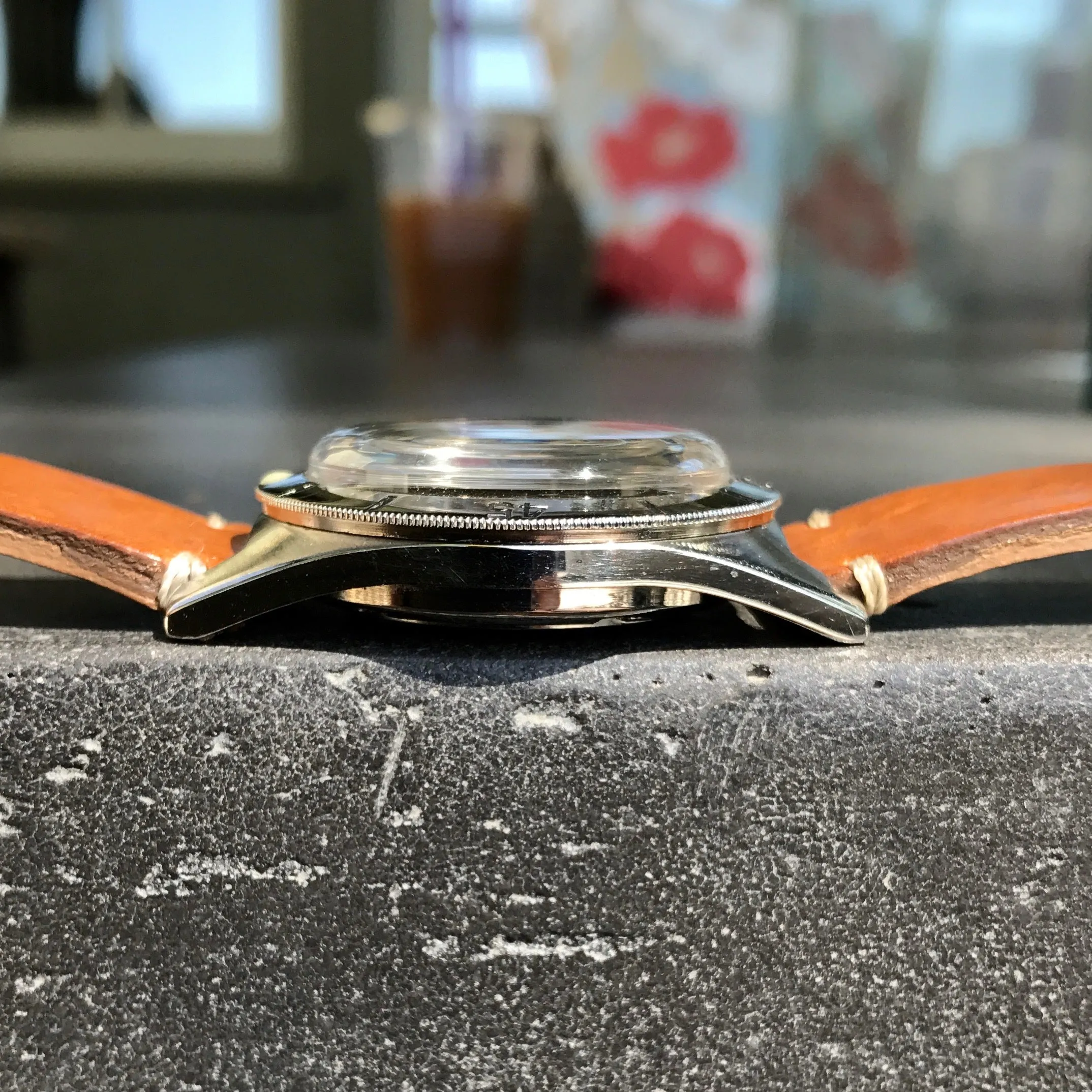 Vintage Berthoud De Luxe Super Squale 1157 Automatic Black Dial Leather Wristwatch