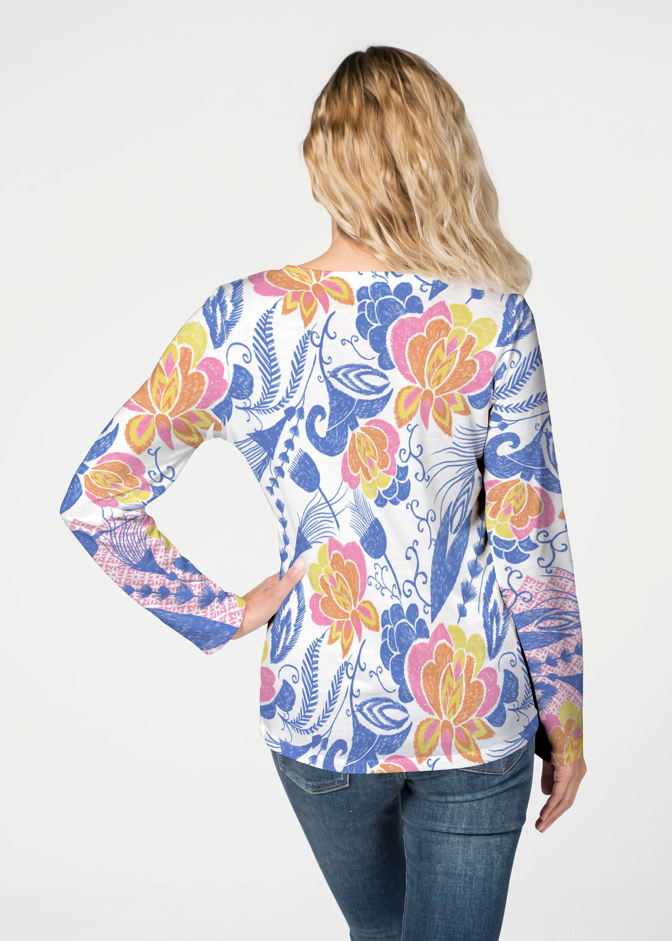 Vintage Blooms (8039) ~ French Terry V-neck Top