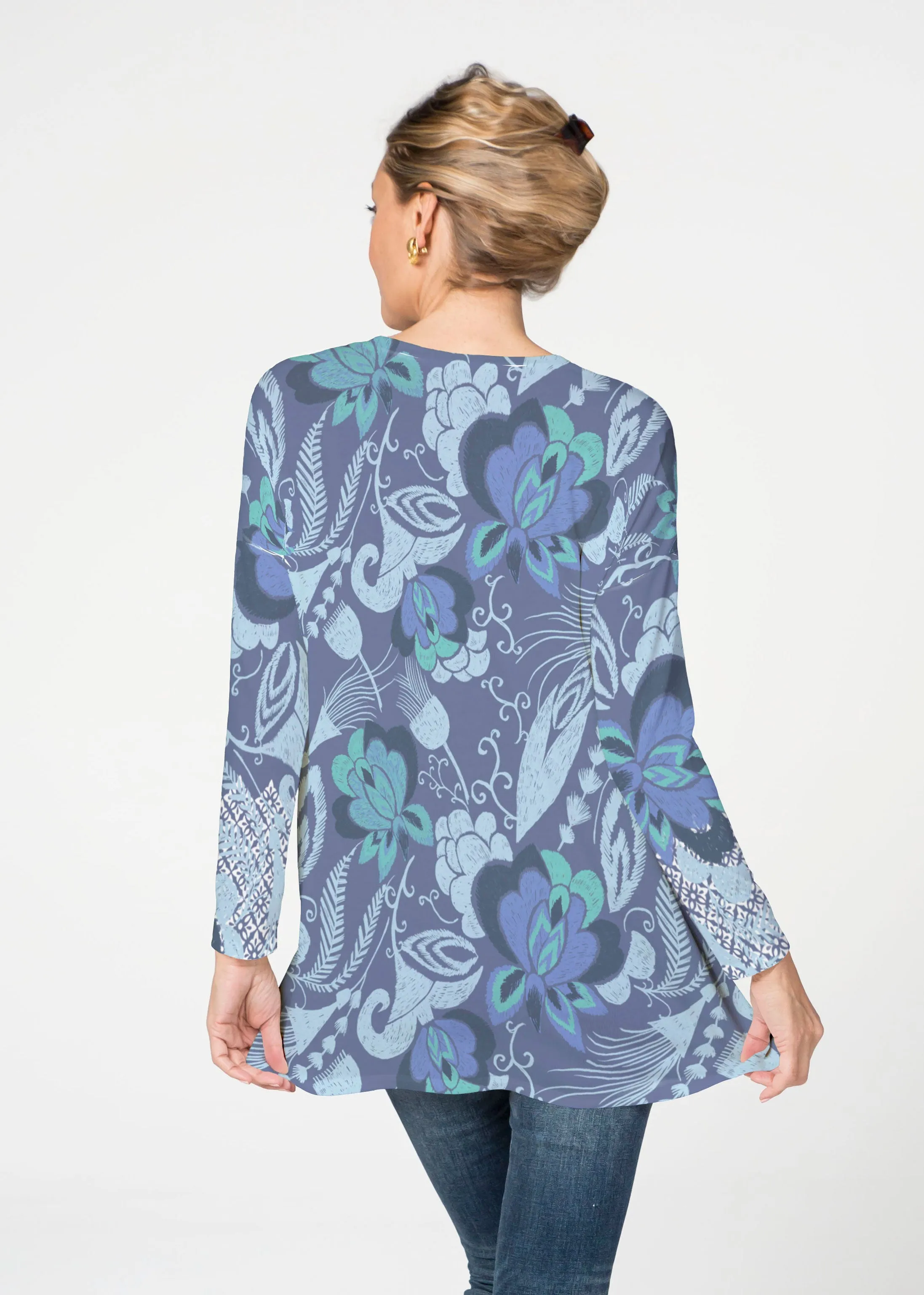 Vintage Blooms Blue (8060) ~ Slouchy Butterknit Top