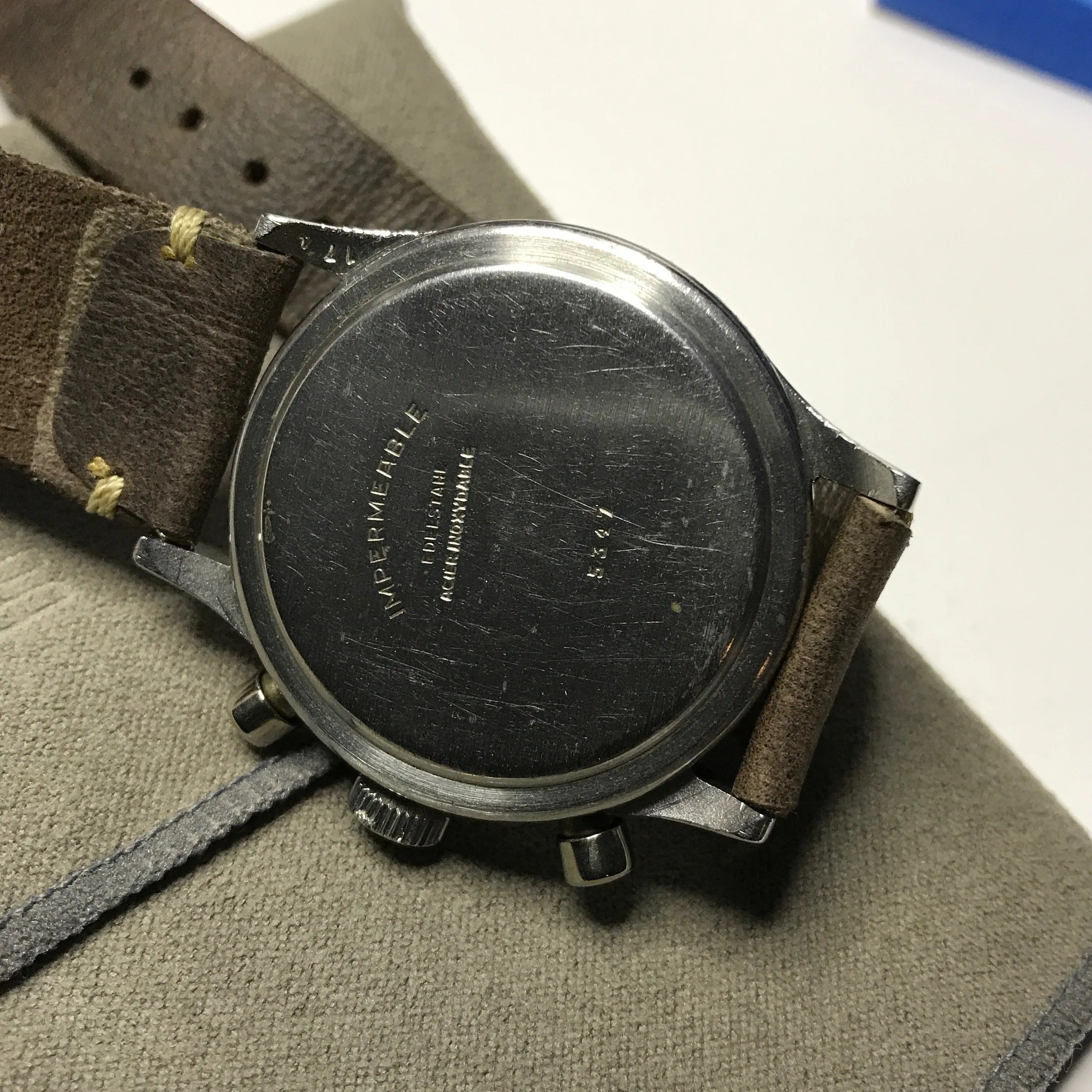 Vintage Bovet Mono-Rattrapante Steel Valjoux 84 Chronograph Black 38mm Leather Wristwatch