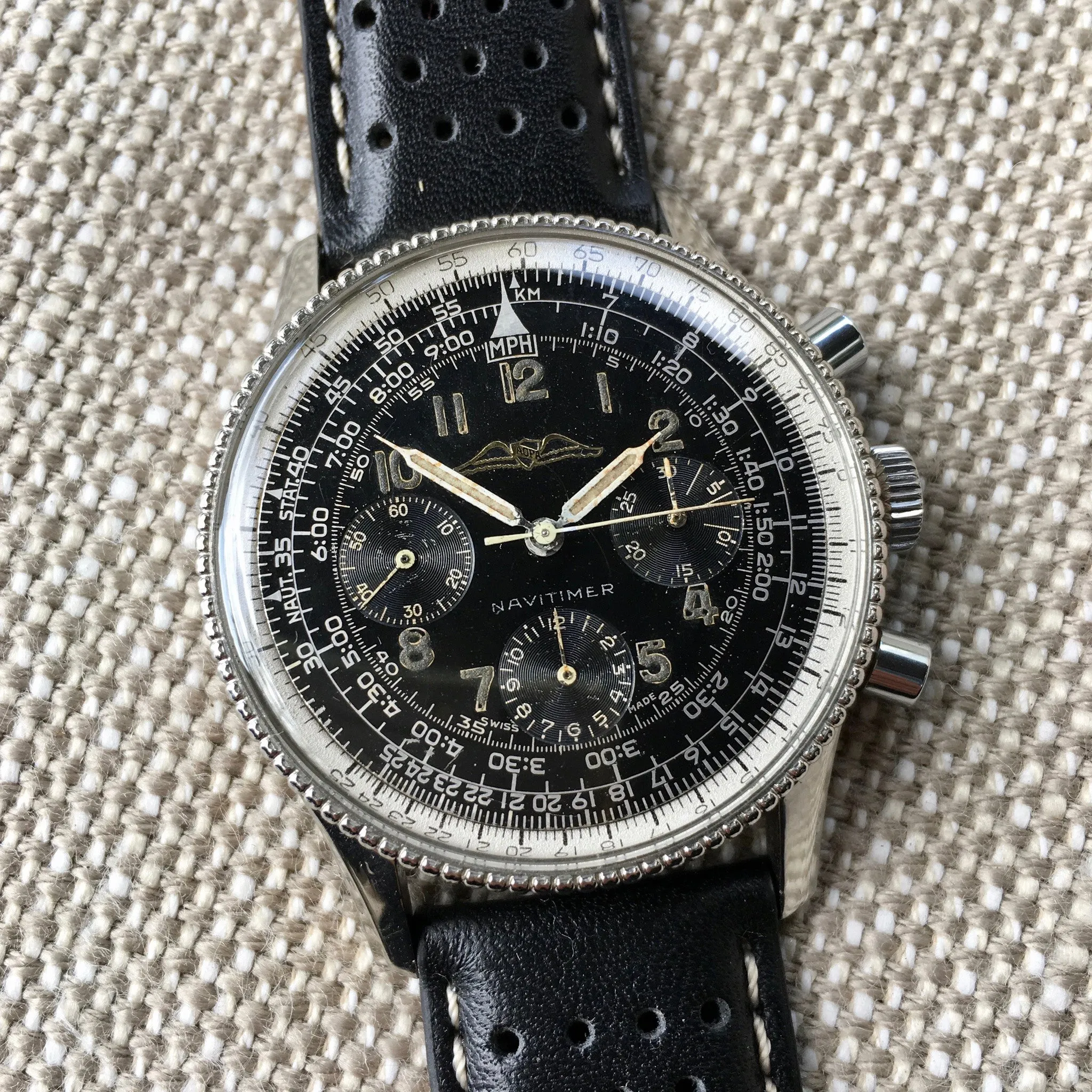Vintage Breitling Navitimer 806 Steel Venus 178 Chronograph 1958 AOPA Wristwatch