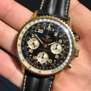 Vintage Breitling Navitimer 809 Cosmonaute Chronogrpaph Gold Top LNOS Wristwatch