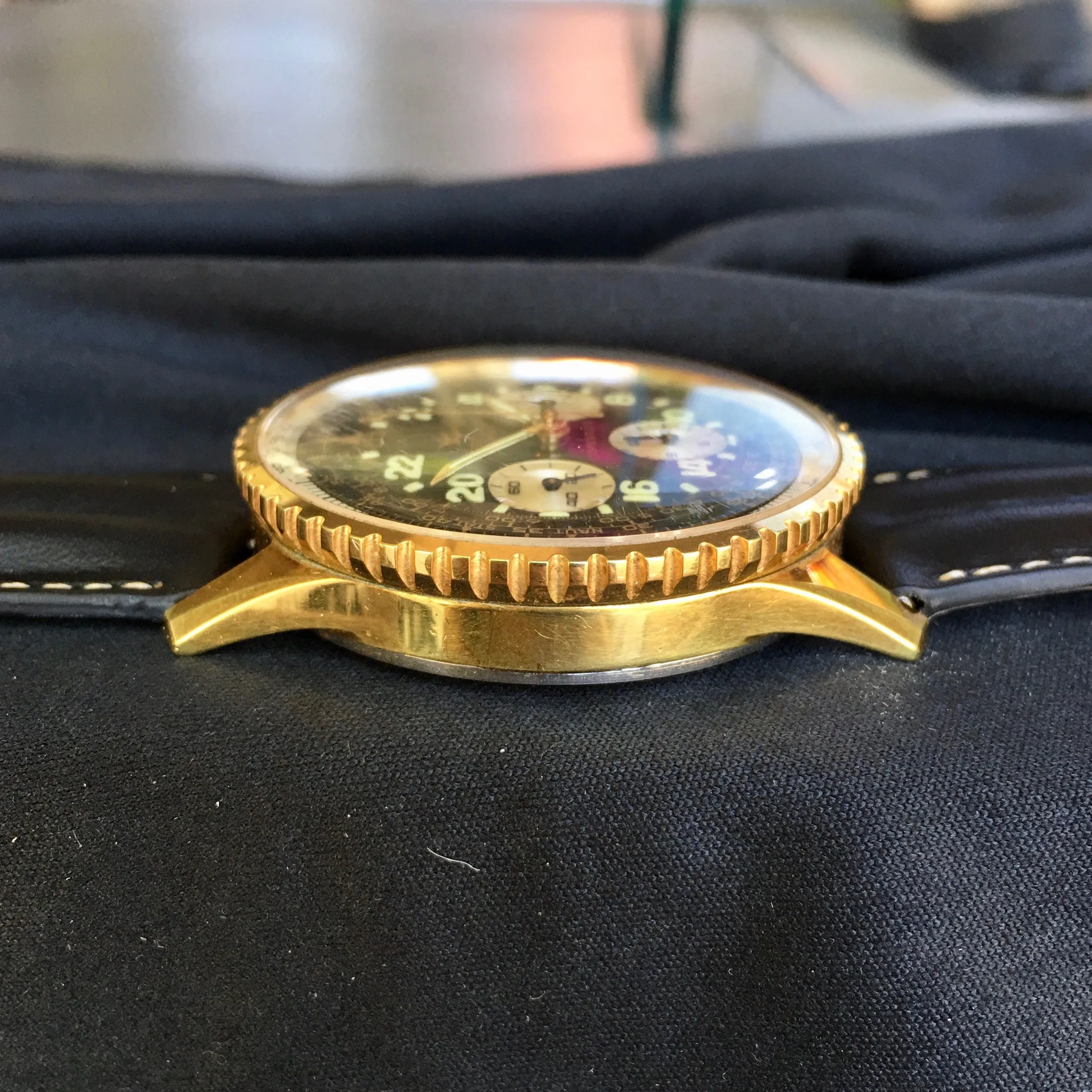 Vintage Breitling Navitimer 809 Cosmonaute Chronogrpaph Gold Top LNOS Wristwatch
