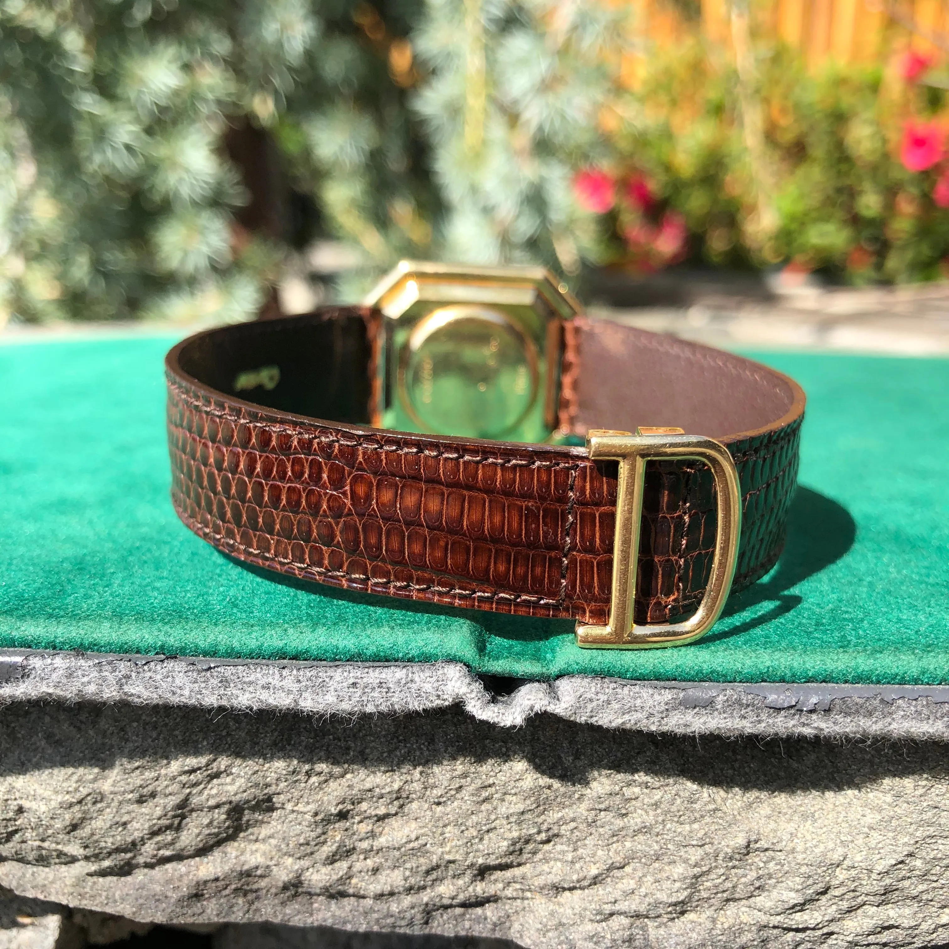 Vintage Cartier Ceinture Automatic 18K Yellow Gold Jumbo Leather Deployment Wristwatch