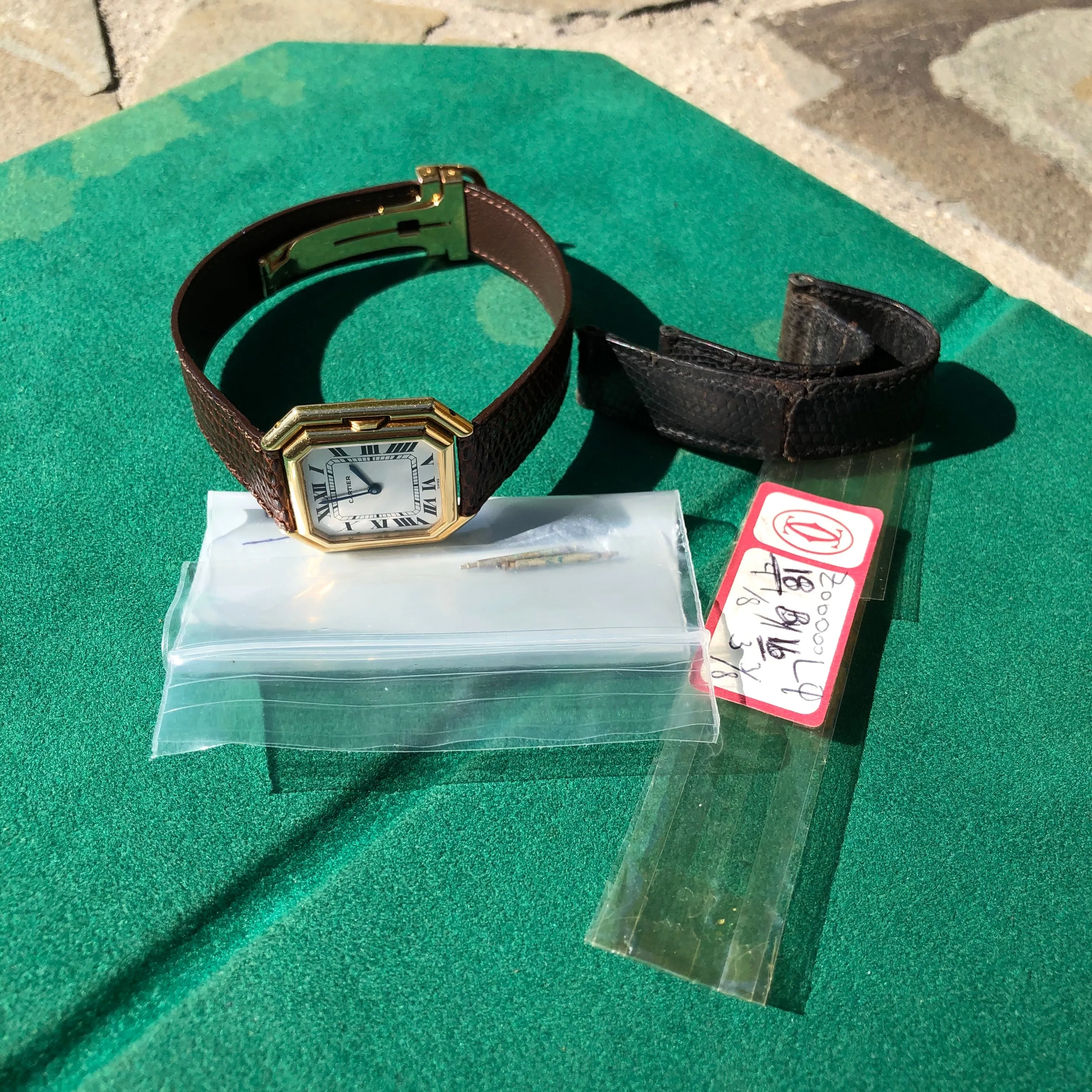 Vintage Cartier Ceinture Automatic 18K Yellow Gold Jumbo Leather Deployment Wristwatch