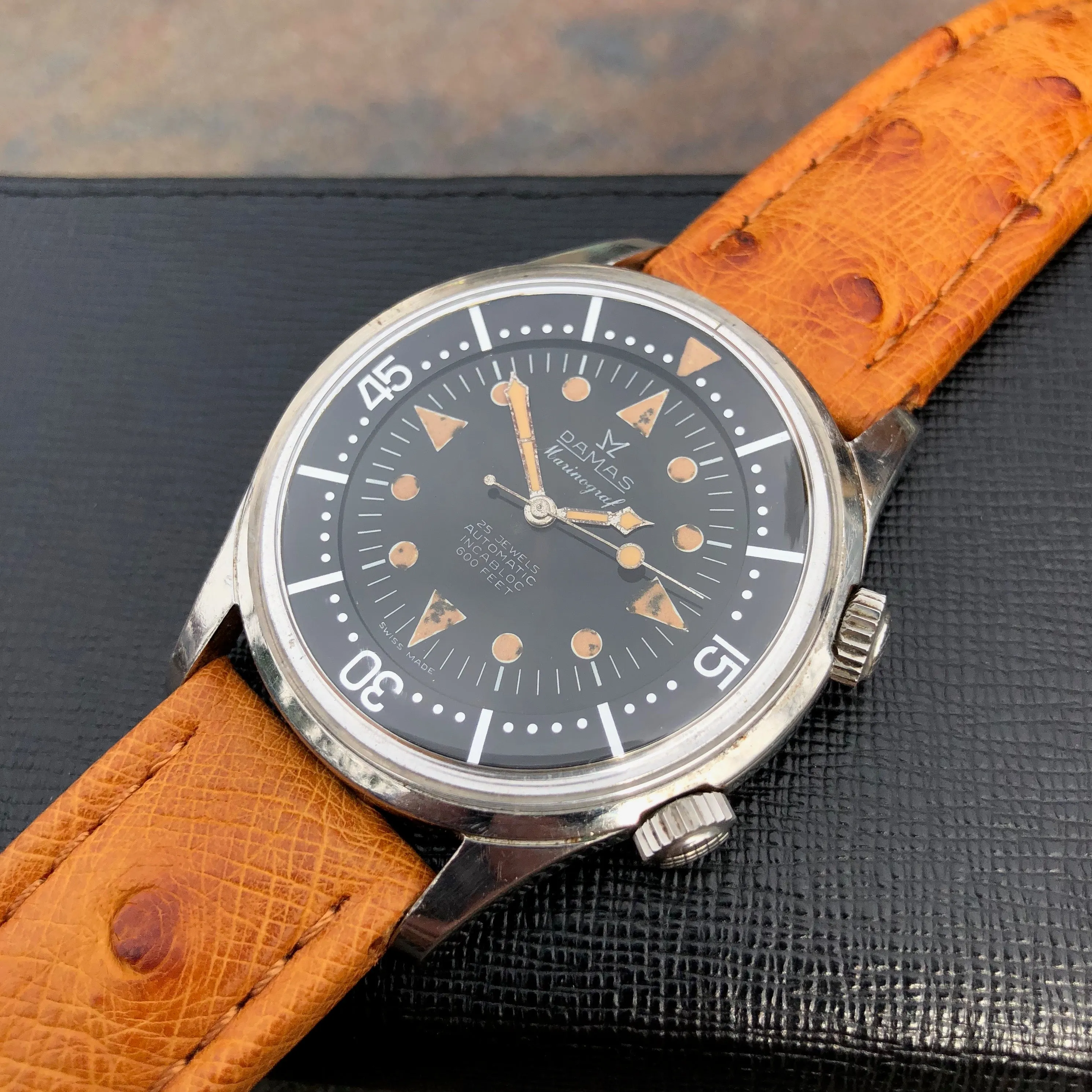 Vintage Damas Marinograf 3753 Automatic Steel Super Compressor Wristwatch Circa 1961