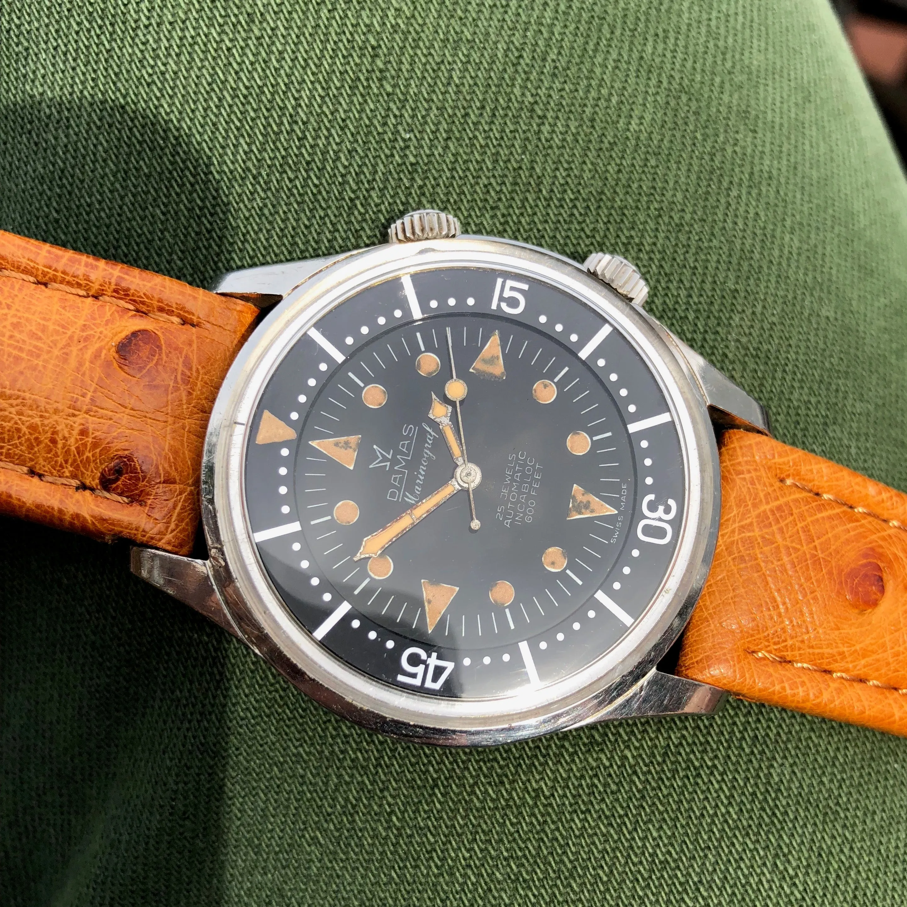 Vintage Damas Marinograf 3753 Automatic Steel Super Compressor Wristwatch Circa 1961