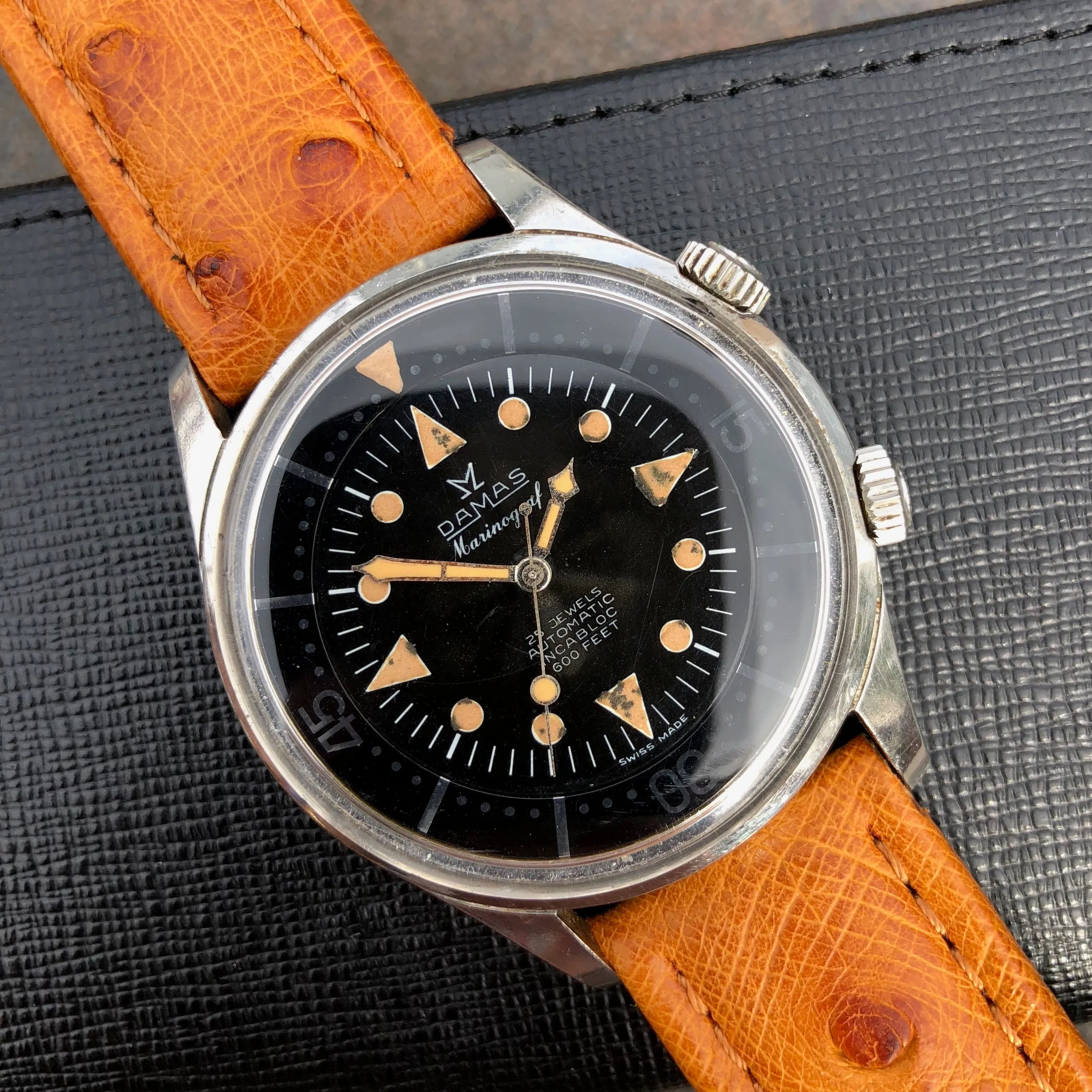 Vintage Damas Marinograf 3753 Automatic Steel Super Compressor Wristwatch Circa 1961