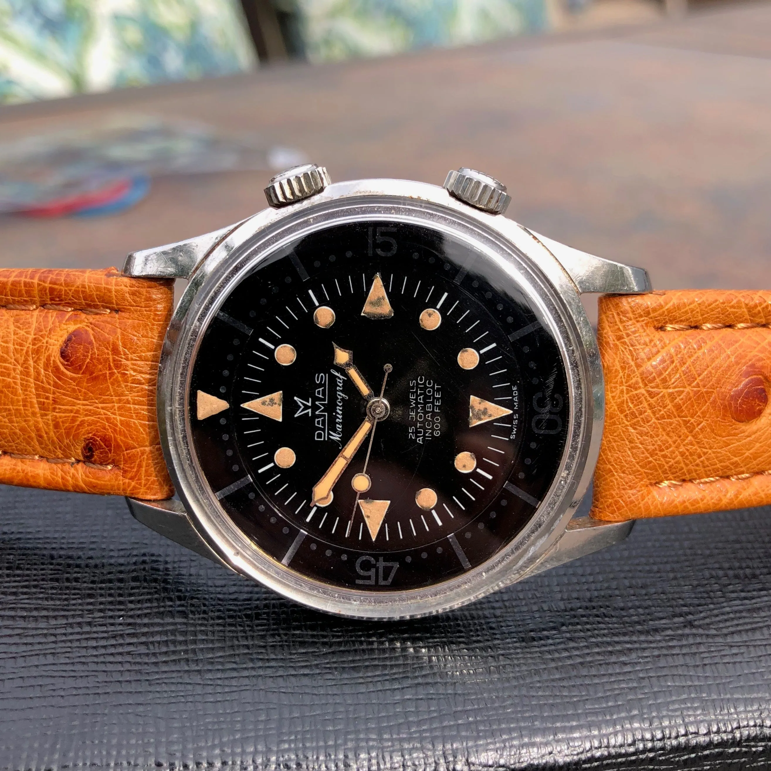 Vintage Damas Marinograf 3753 Automatic Steel Super Compressor Wristwatch Circa 1961