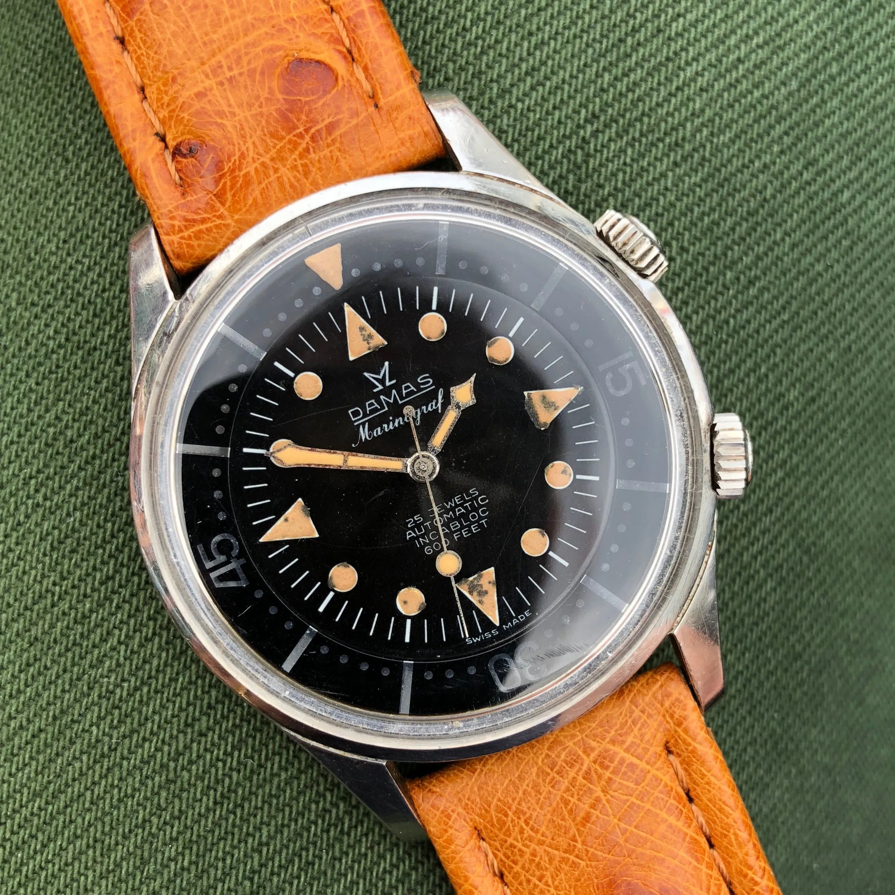 Vintage Damas Marinograf 3753 Automatic Steel Super Compressor Wristwatch Circa 1961