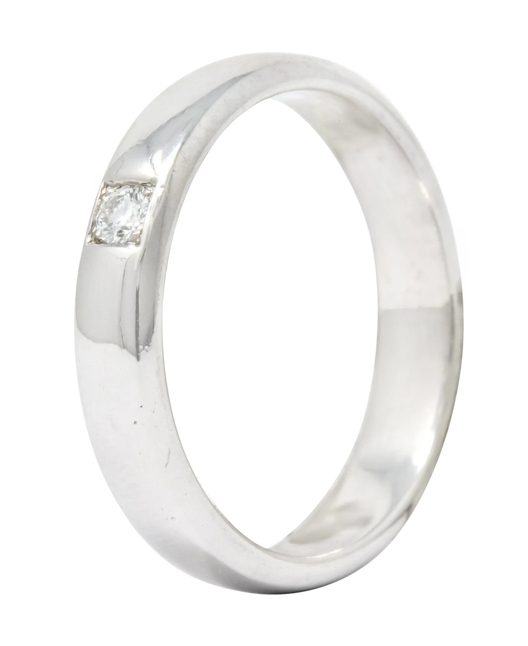 Vintage Diamond 18 Karat White Gold Wedding Band Ring Circa 1990