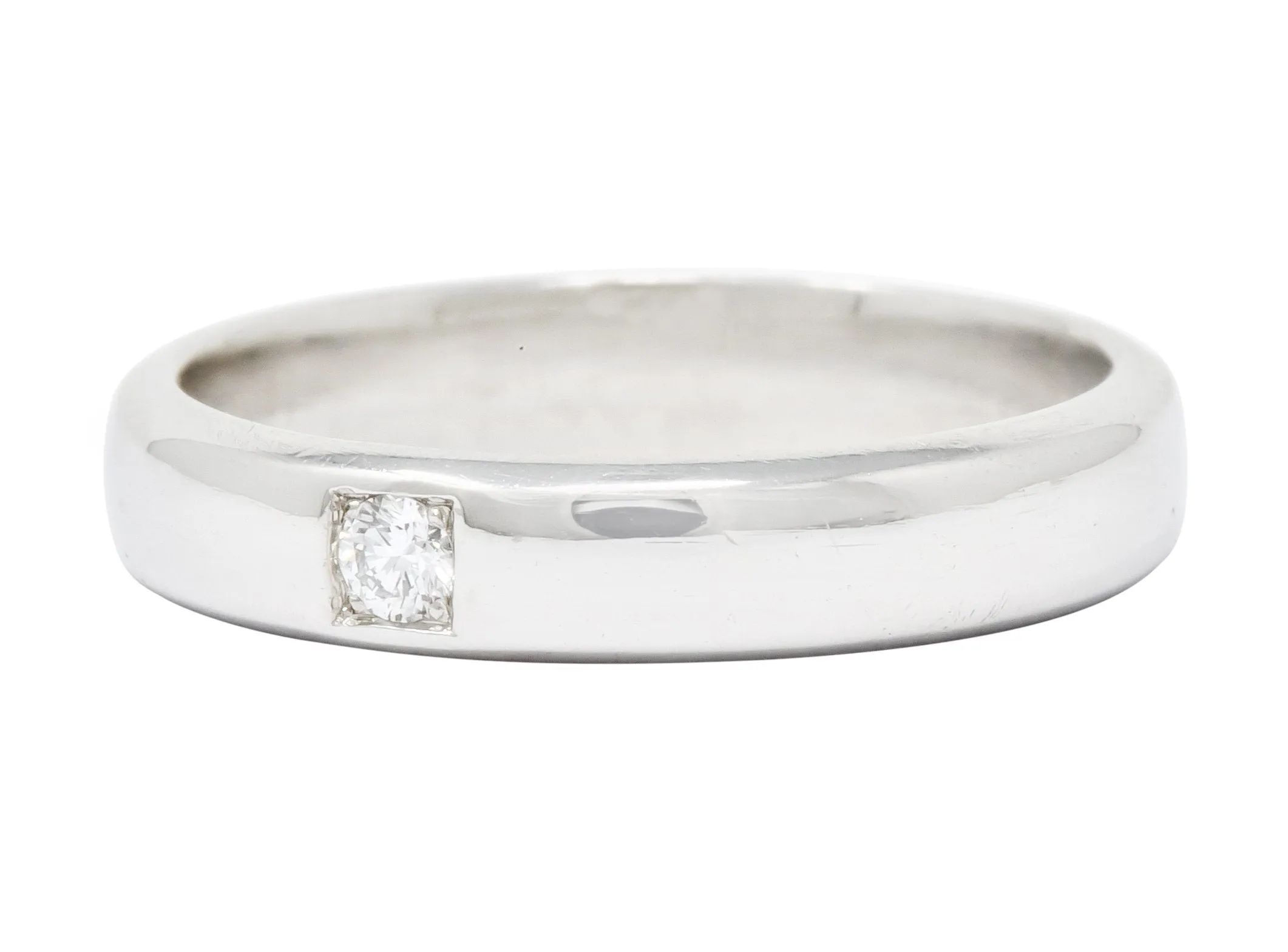 Vintage Diamond 18 Karat White Gold Wedding Band Ring Circa 1990