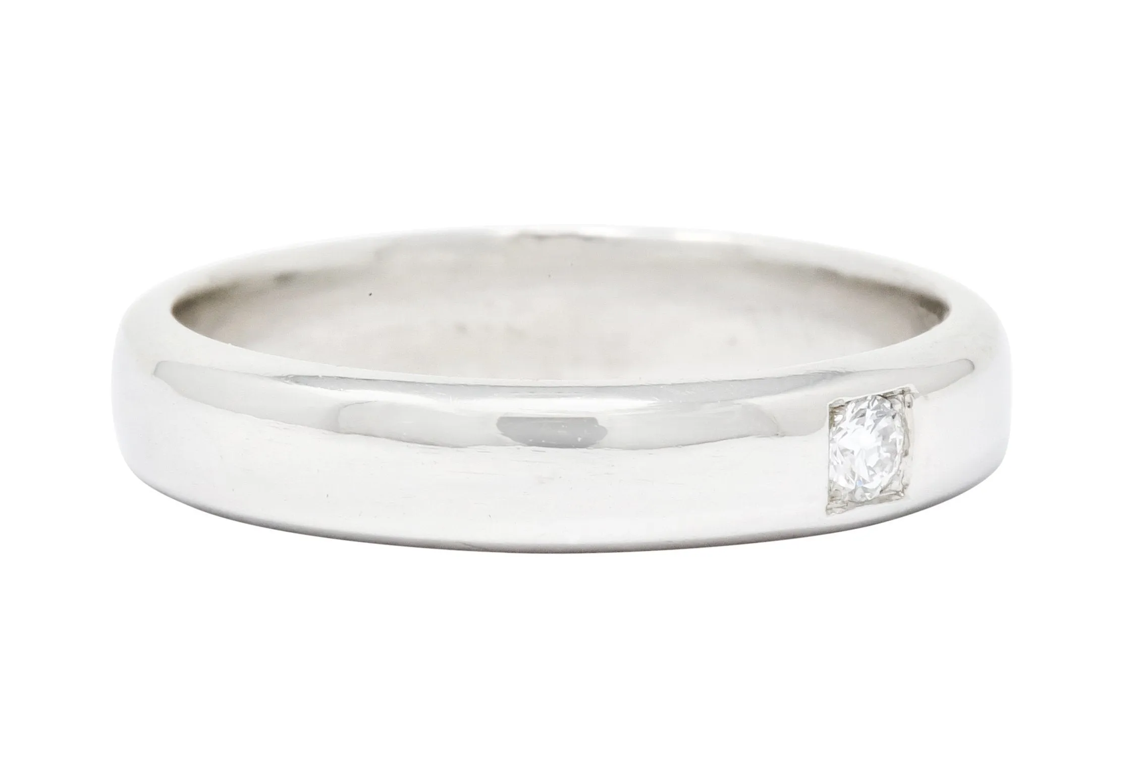 Vintage Diamond 18 Karat White Gold Wedding Band Ring Circa 1990