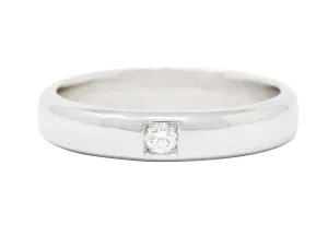 Vintage Diamond 18 Karat White Gold Wedding Band Ring Circa 1990