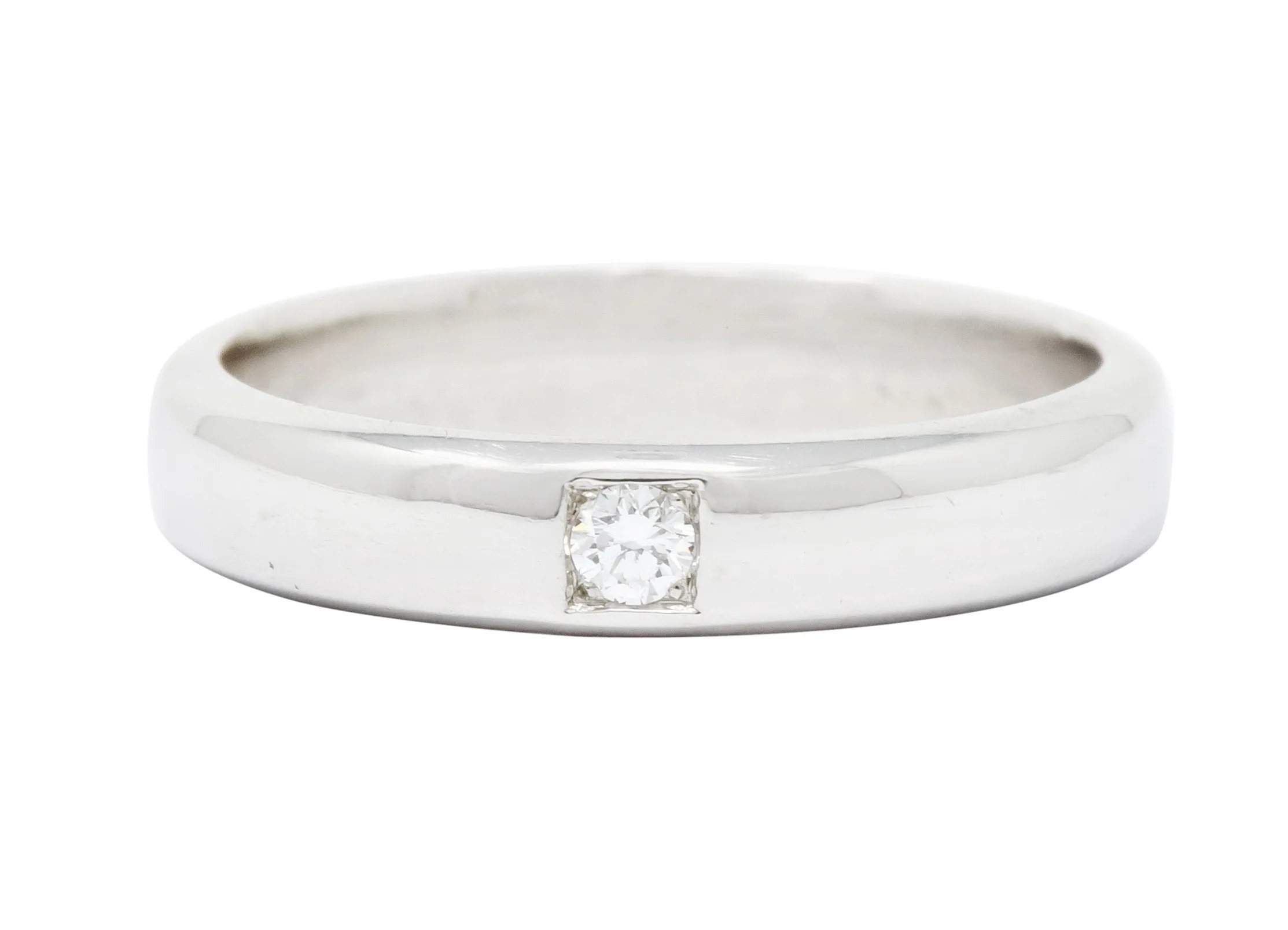 Vintage Diamond 18 Karat White Gold Wedding Band Ring Circa 1990