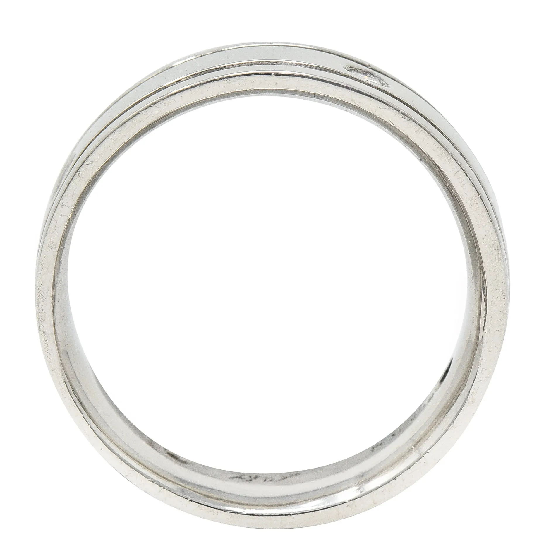 Vintage Diamond Platinum Unisex Wide Wedding Band Ring