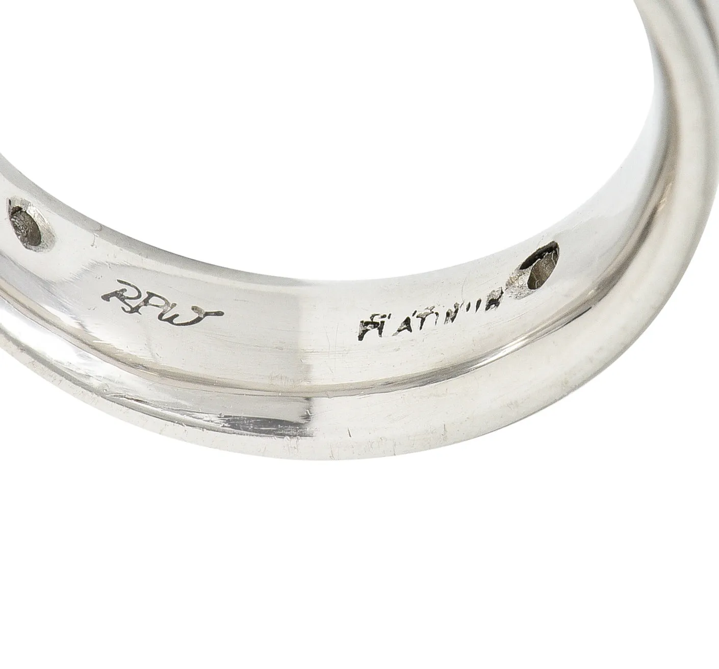Vintage Diamond Platinum Unisex Wide Wedding Band Ring