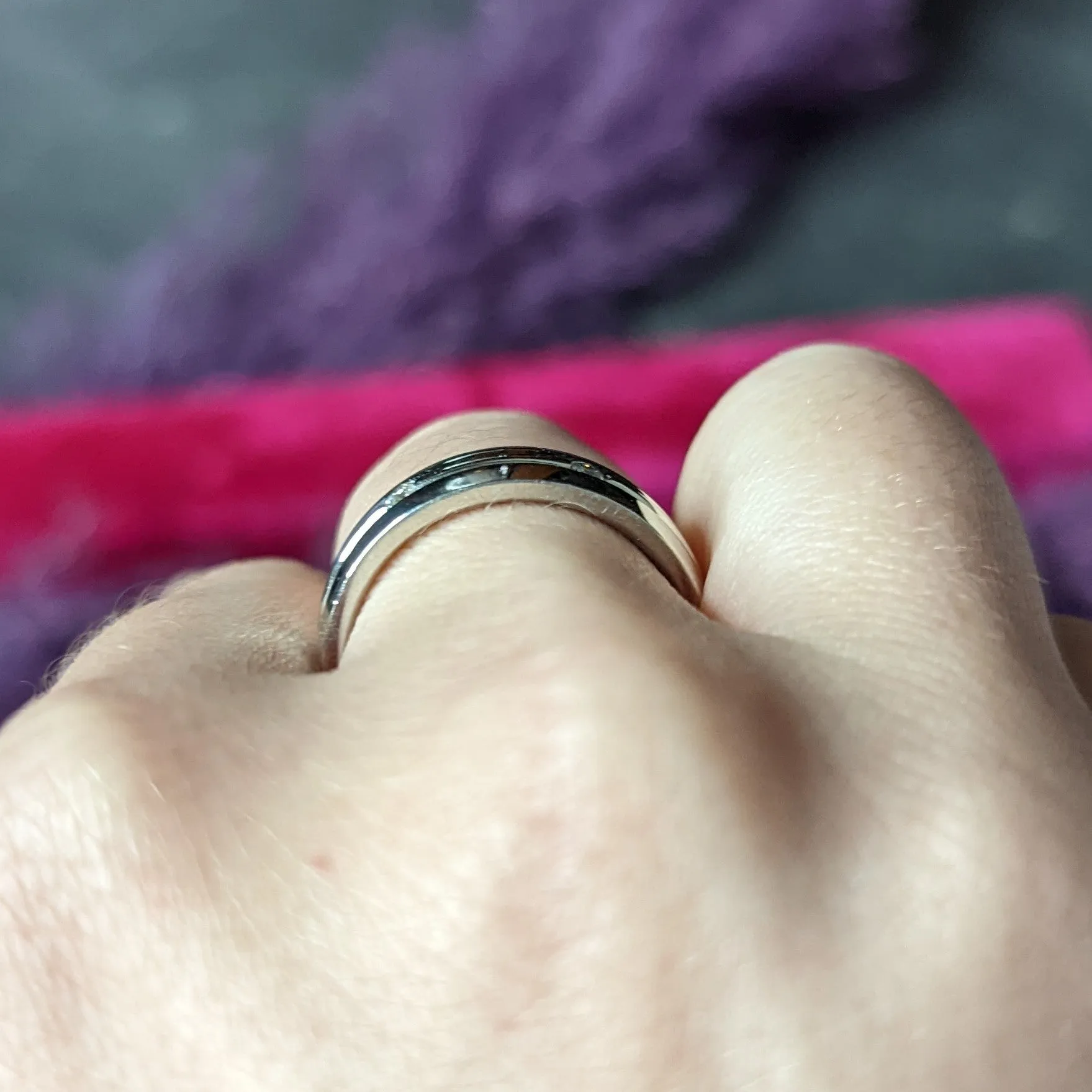 Vintage Diamond Platinum Unisex Wide Wedding Band Ring
