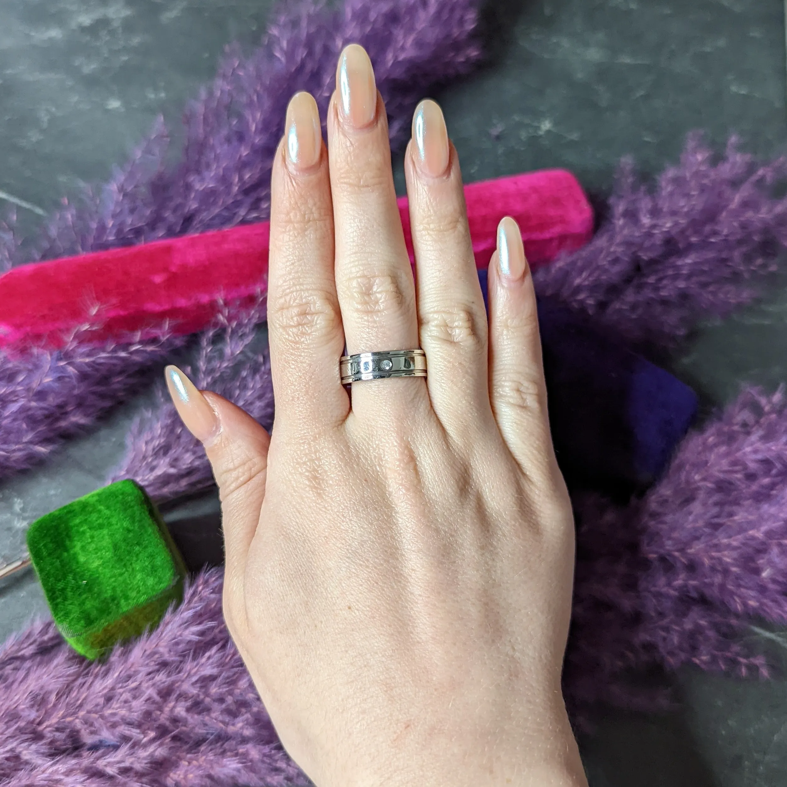 Vintage Diamond Platinum Unisex Wide Wedding Band Ring