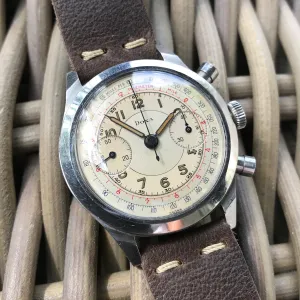 Vintage Doxa Spillman Case Stainless Steel Chronograph Manual 38mm Wristwatch