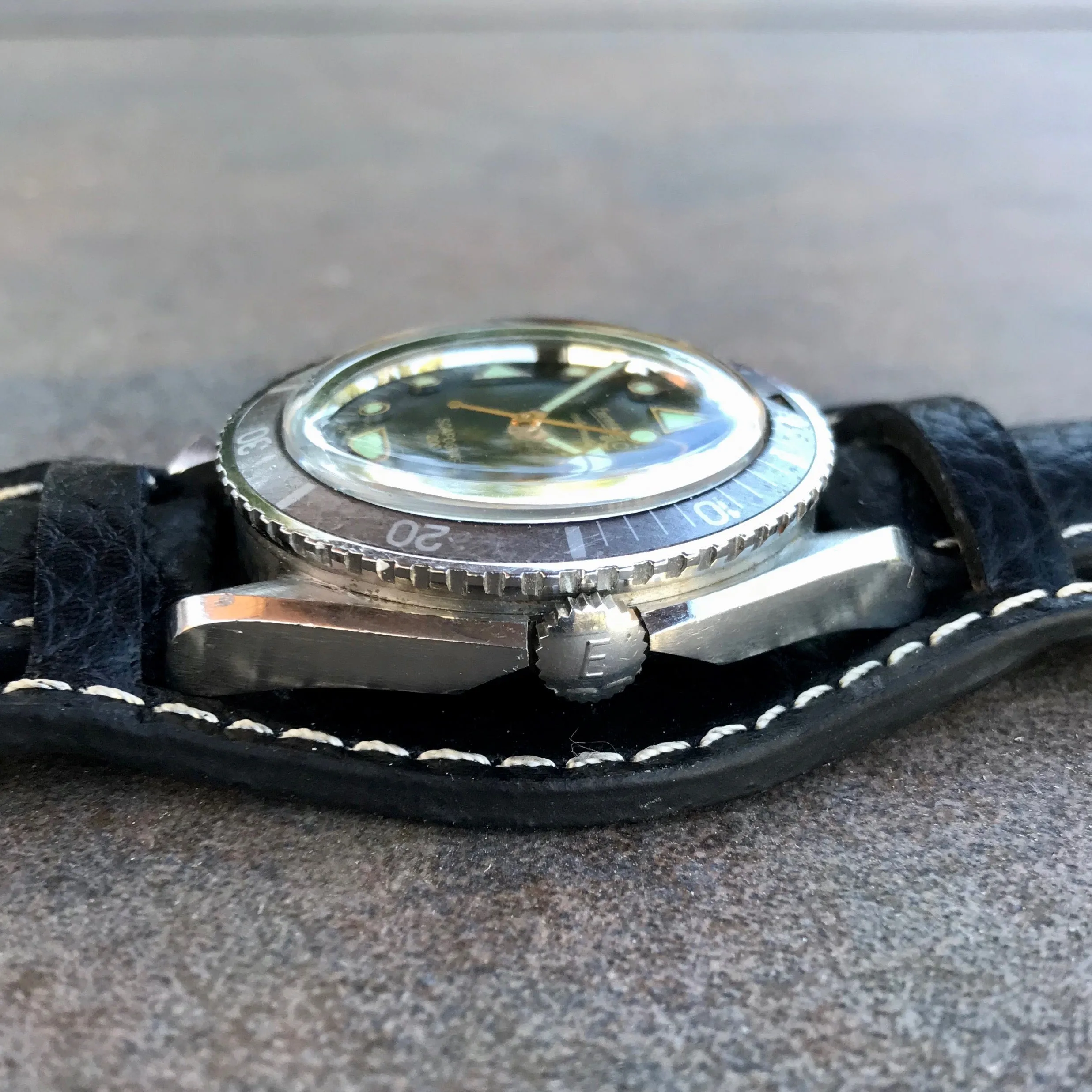 Vintage Eberhard & Co. Scafograf 200 Stainless Steel Divers Gilt Wristwatch
