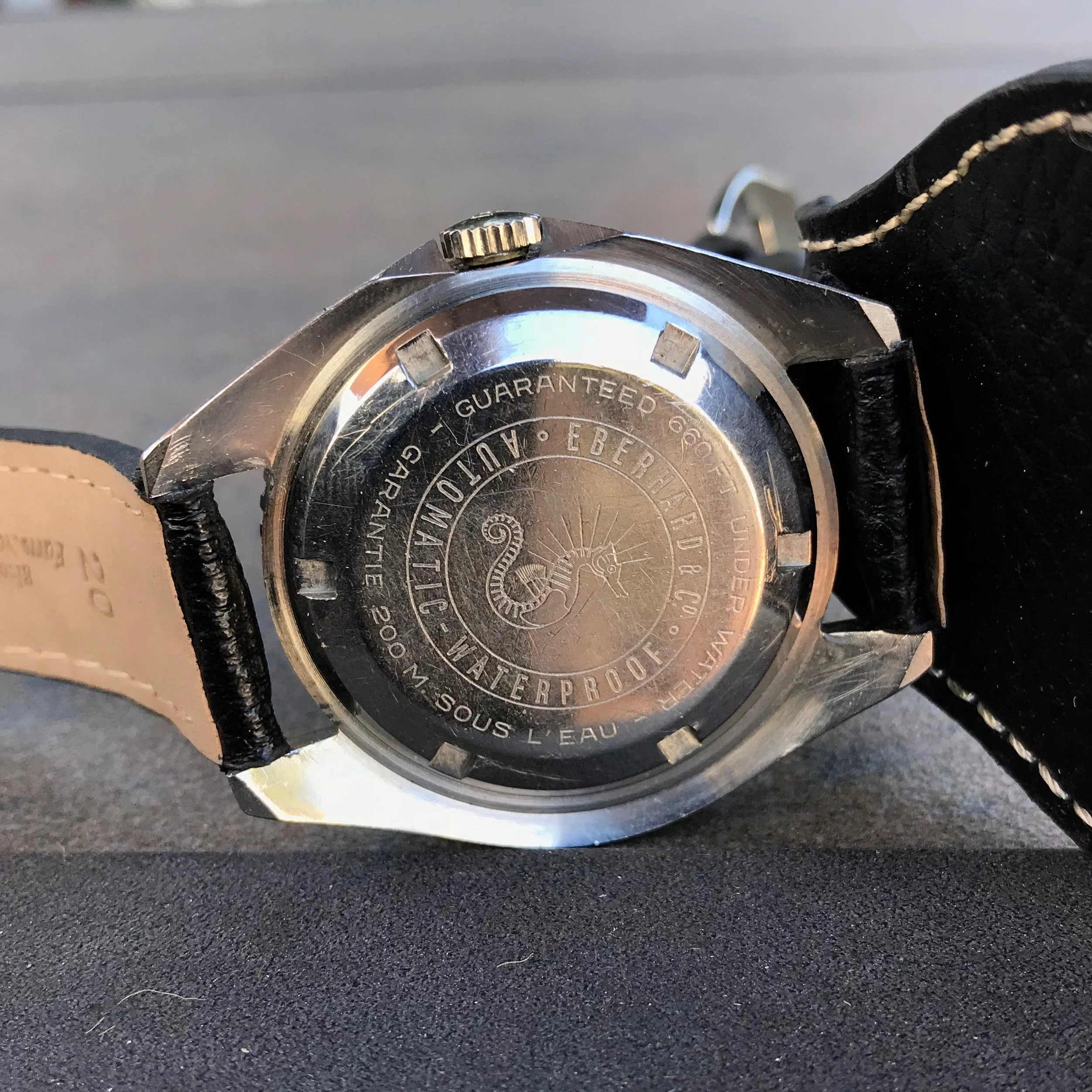 Vintage Eberhard & Co. Scafograf 200 Stainless Steel Divers Gilt Wristwatch